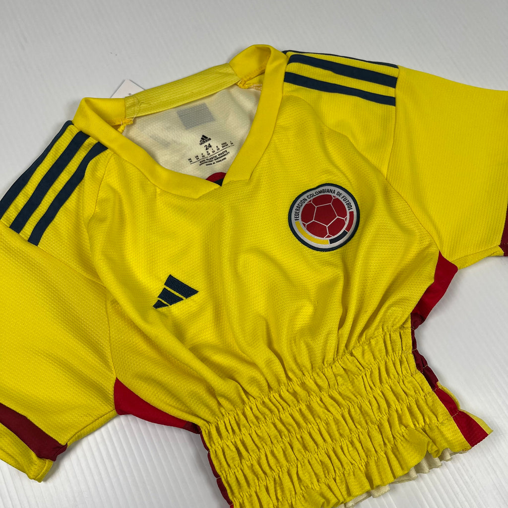 Rework Shirred Adidas Colombia Home Jersey Women's S