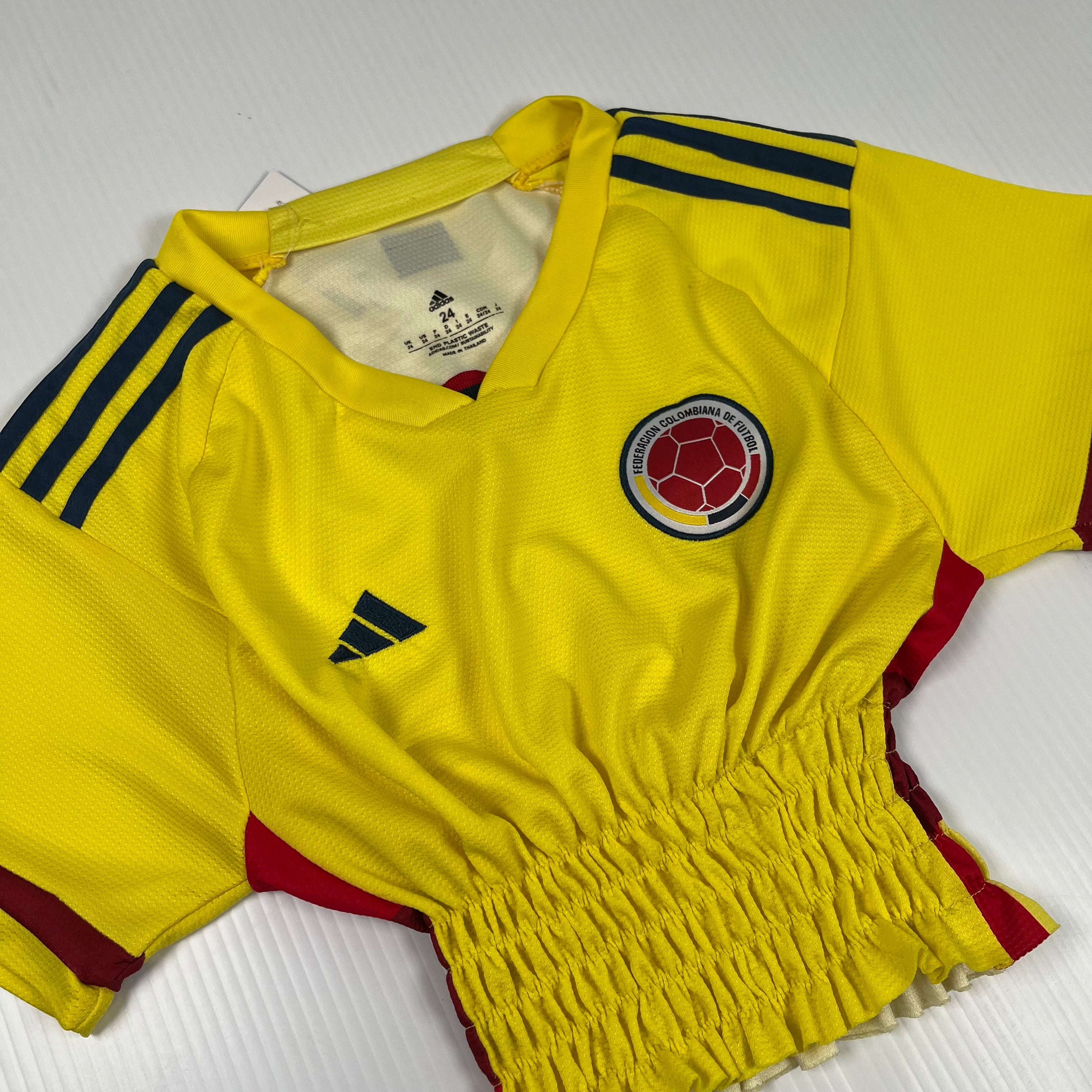 Rework Shirred Adidas Colombia Home Jersey Women's S