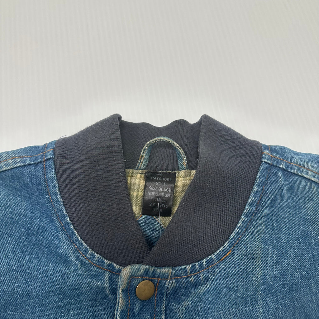 Vintage Vancouver Canucks Patch Denim Bomber Jacket L