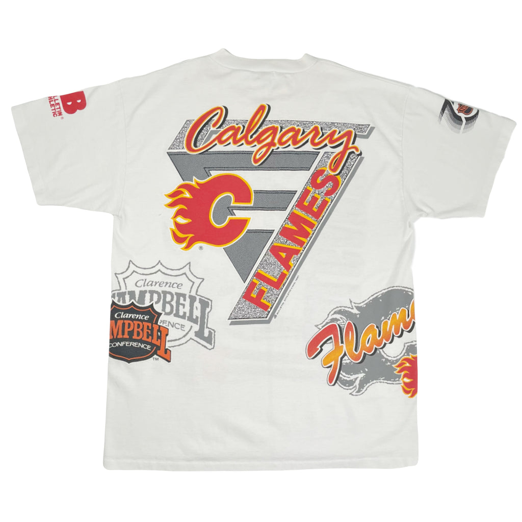 1991 Bulletin Athletic Calgary Flames AOP NHL Tee XL