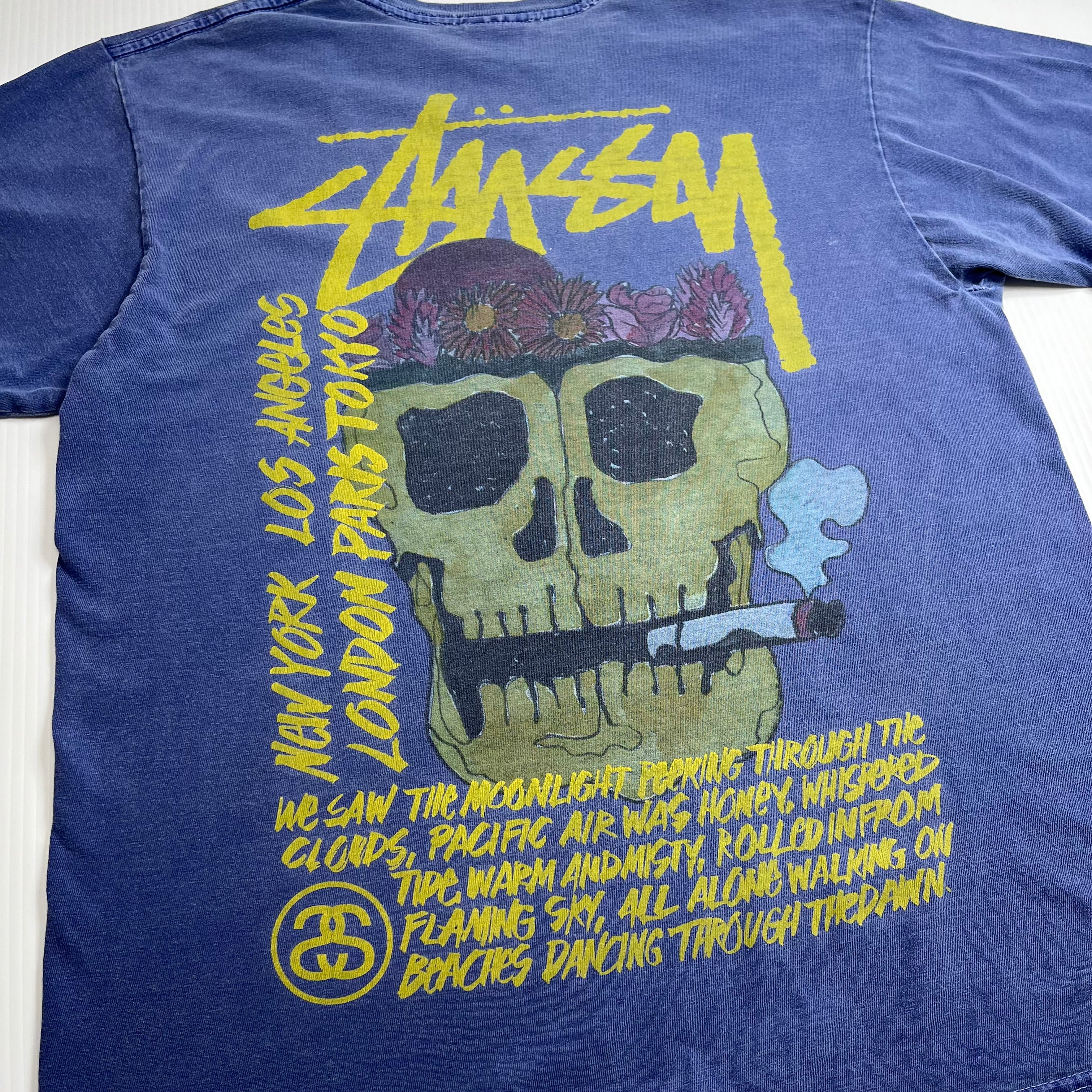 Stussy Flower and Skull Graphic Tee M