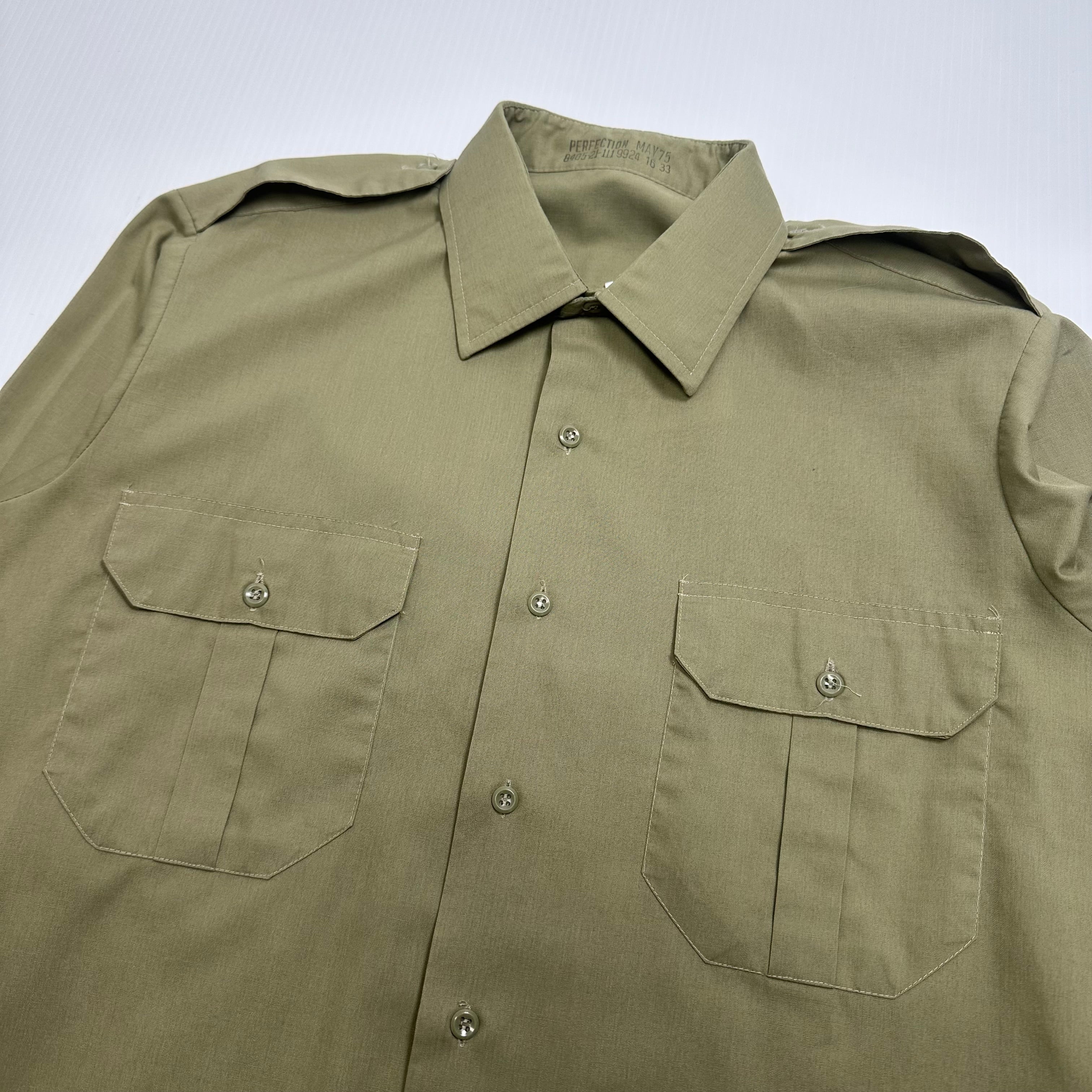1975 Military Double Pocket Dress Shirt XL