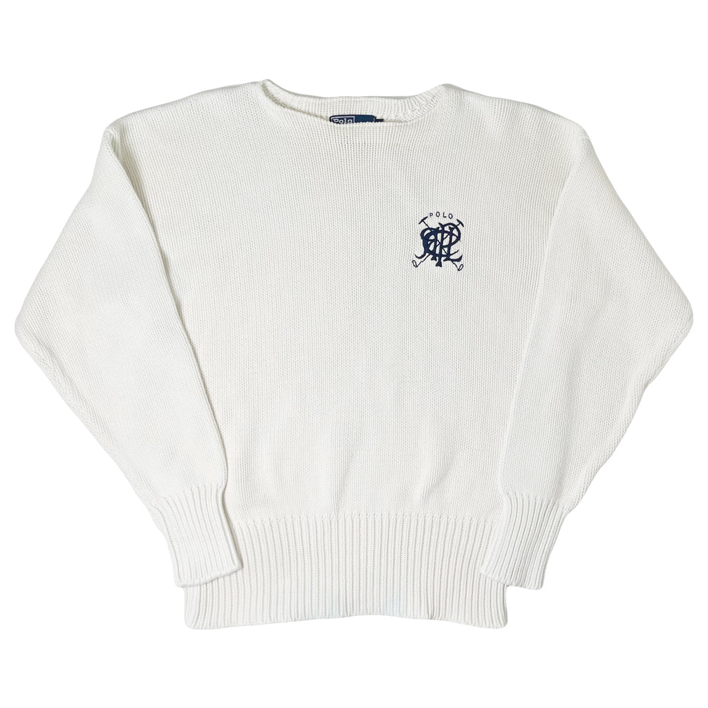 Vintage Polo Ralph Lauren Scribble Logo Knit Sweater L