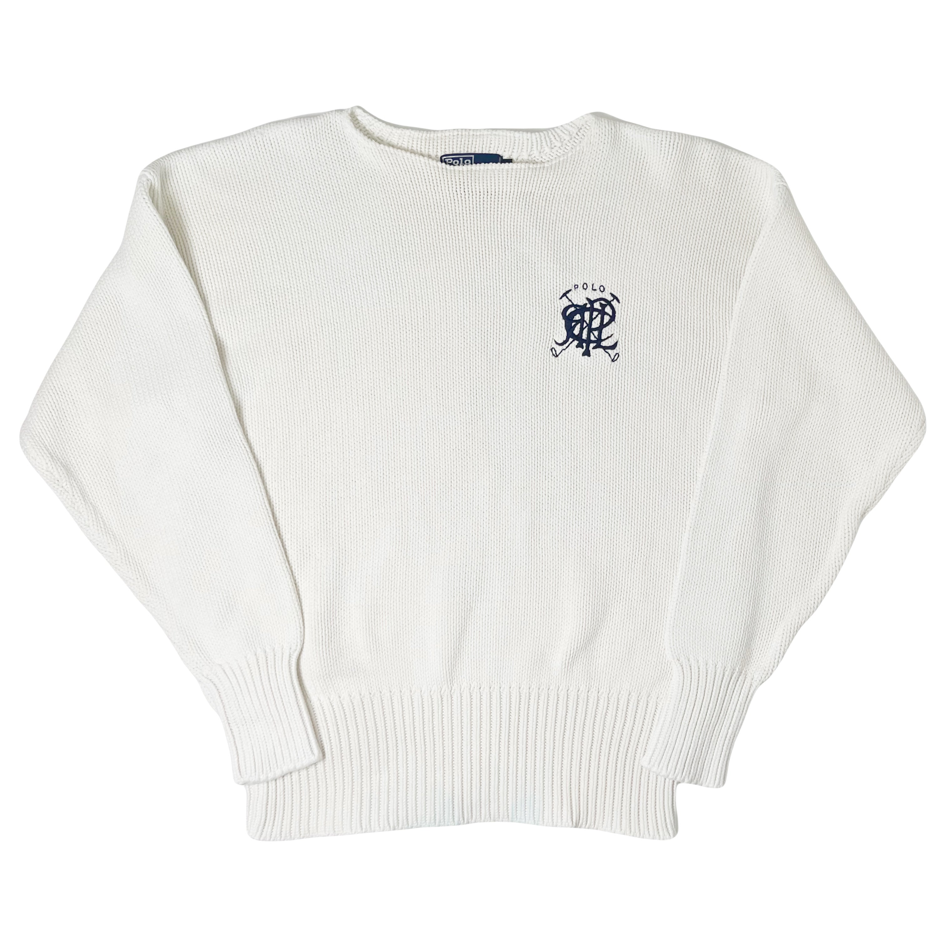 Vintage Polo Ralph Lauren Scribble Logo Knit Sweater L