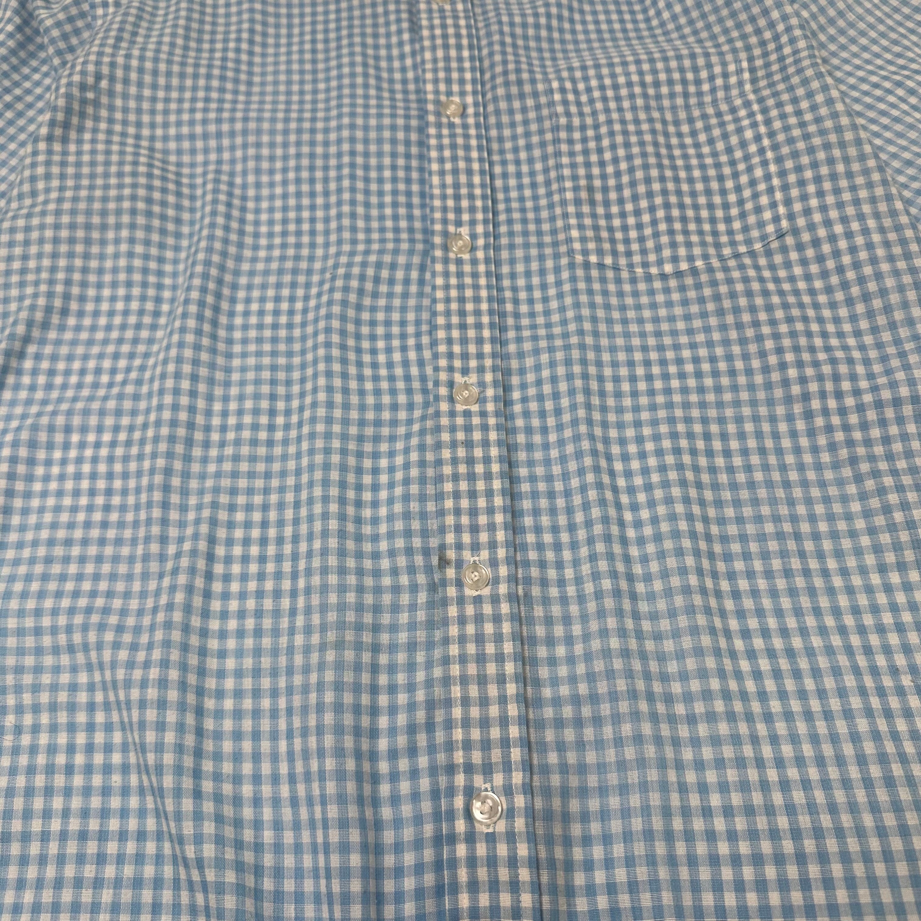 Vintage Christian Dior Gingham Plaid Short Sleeve Button Up Shirt L