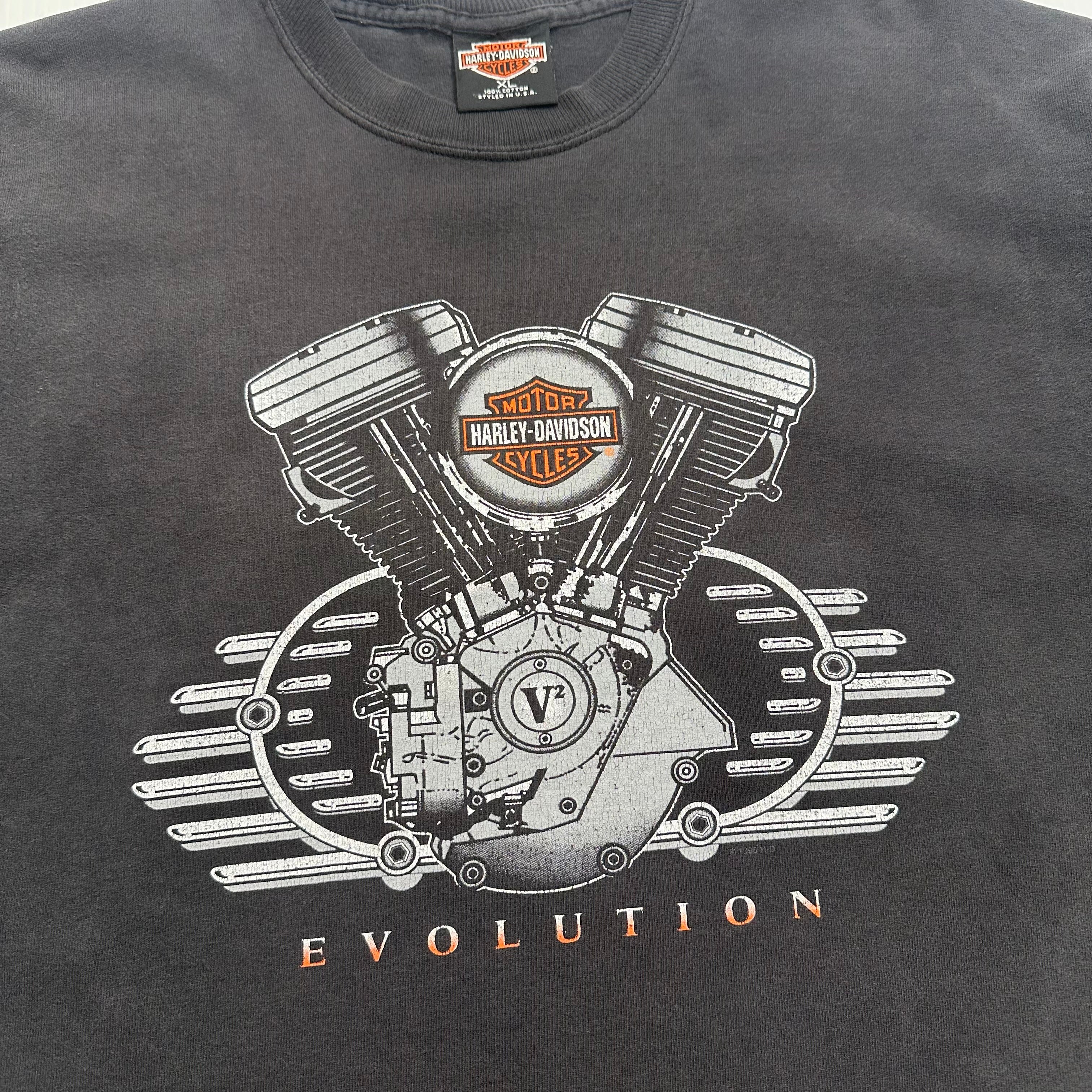 Vintage Harley Davidson Engine Evolution Oman Faded Tee XL