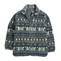Vintage Blue Patterned Fleece Jacket L/XL