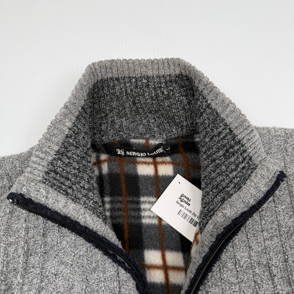 Sergio Louis Plaid Lined Full Zip Sweater L