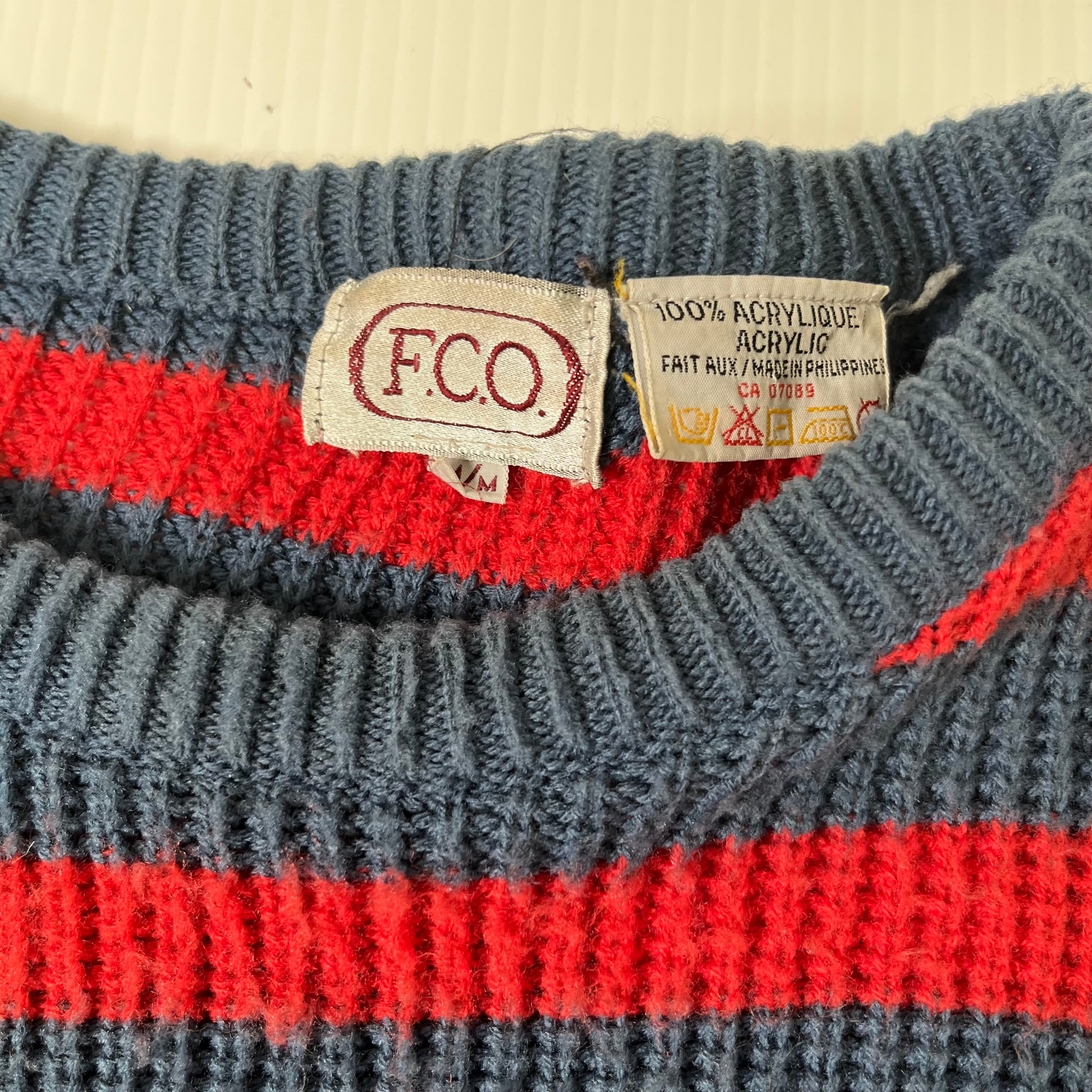 Vintage F.C.O. Striped Knit Sweater M