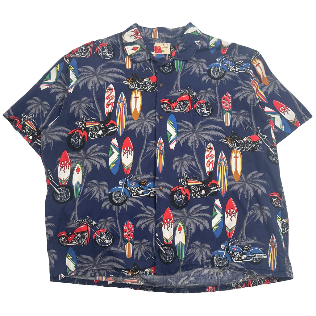 Vintage Surf Motorcycle AOP Short Sleeve Button Up Shirt XXL