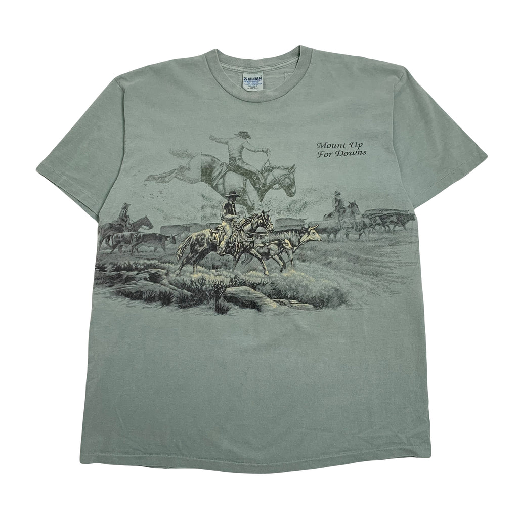 Vintage Mount Up For Downs Western Tee XL
