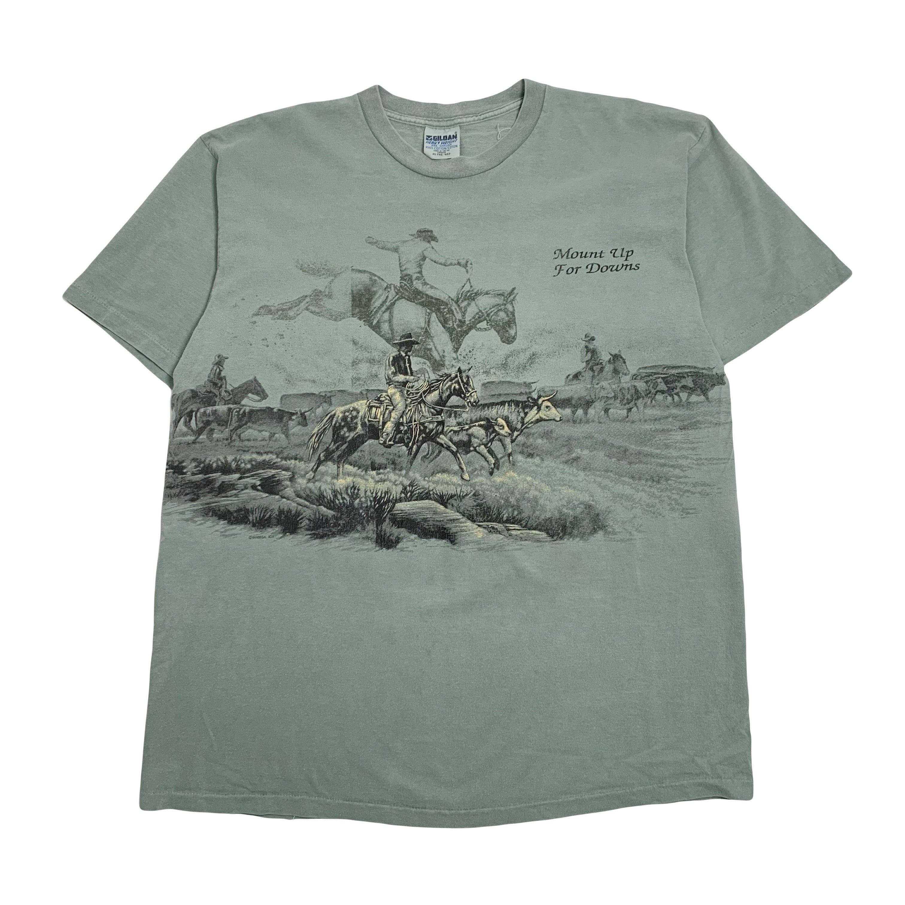 Vintage Mount Up For Downs Western Tee XL