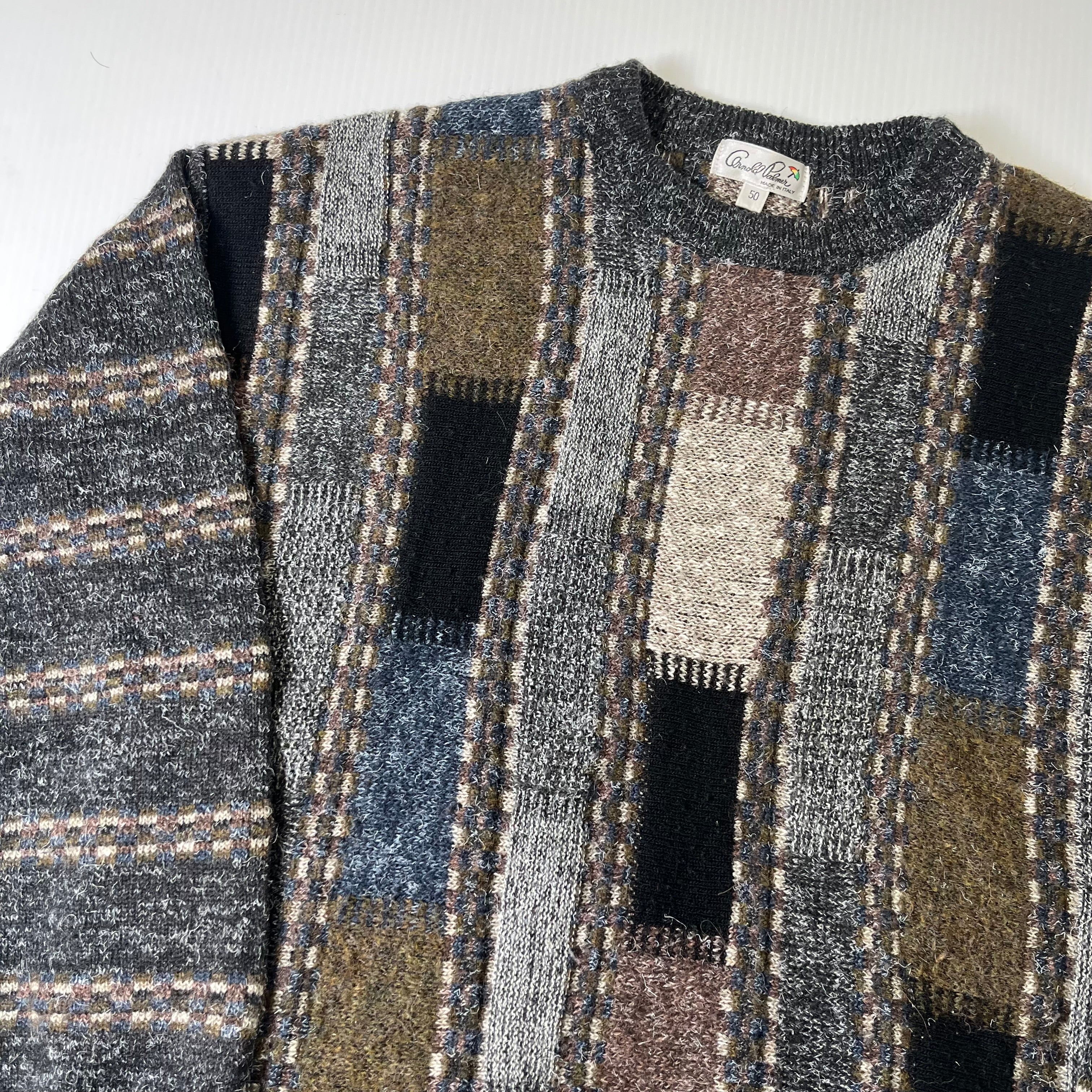 Vintage Arnold Palmer Patchwork Knit Sweater L