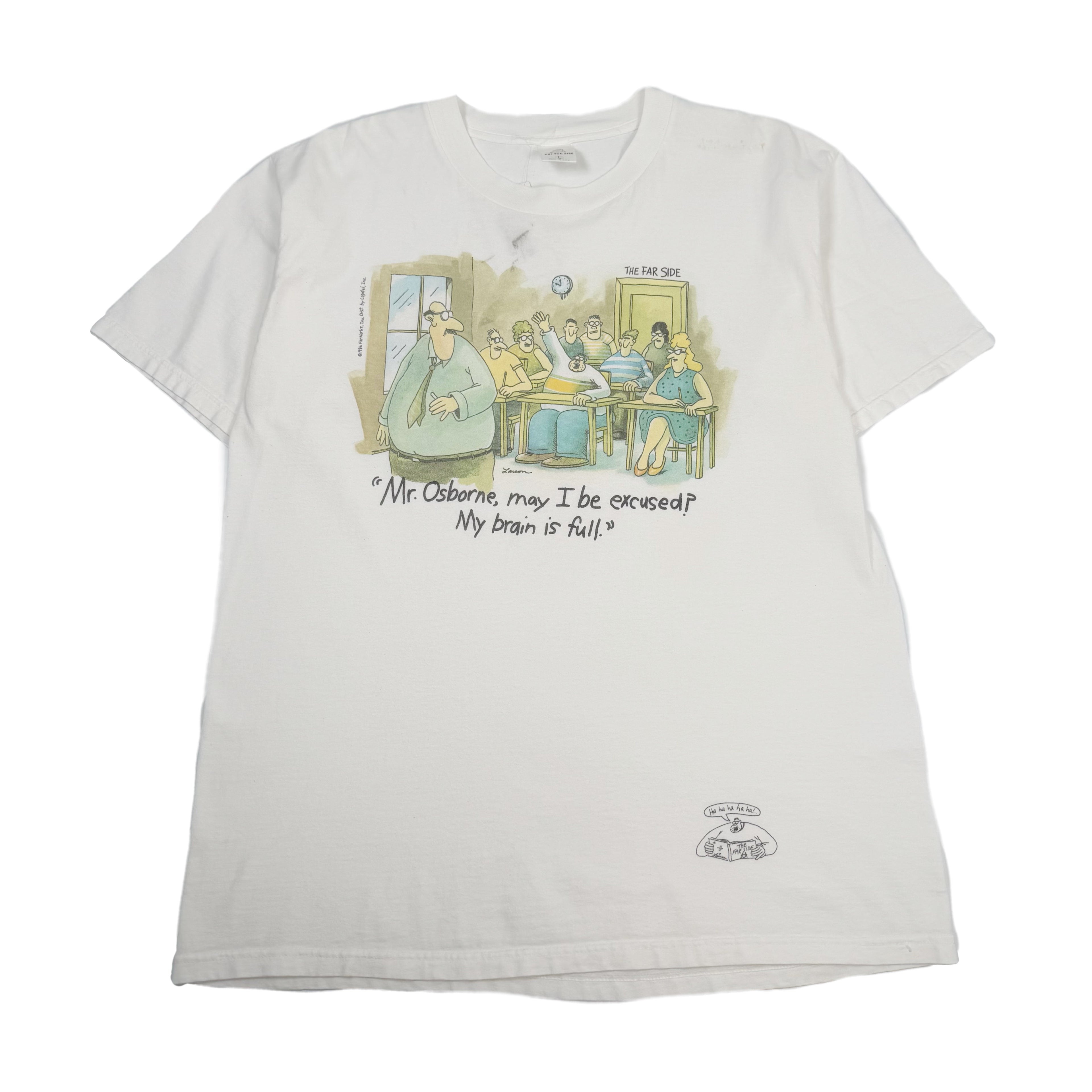 Vintage The Far Side My Brain Is Full Comic Tee L