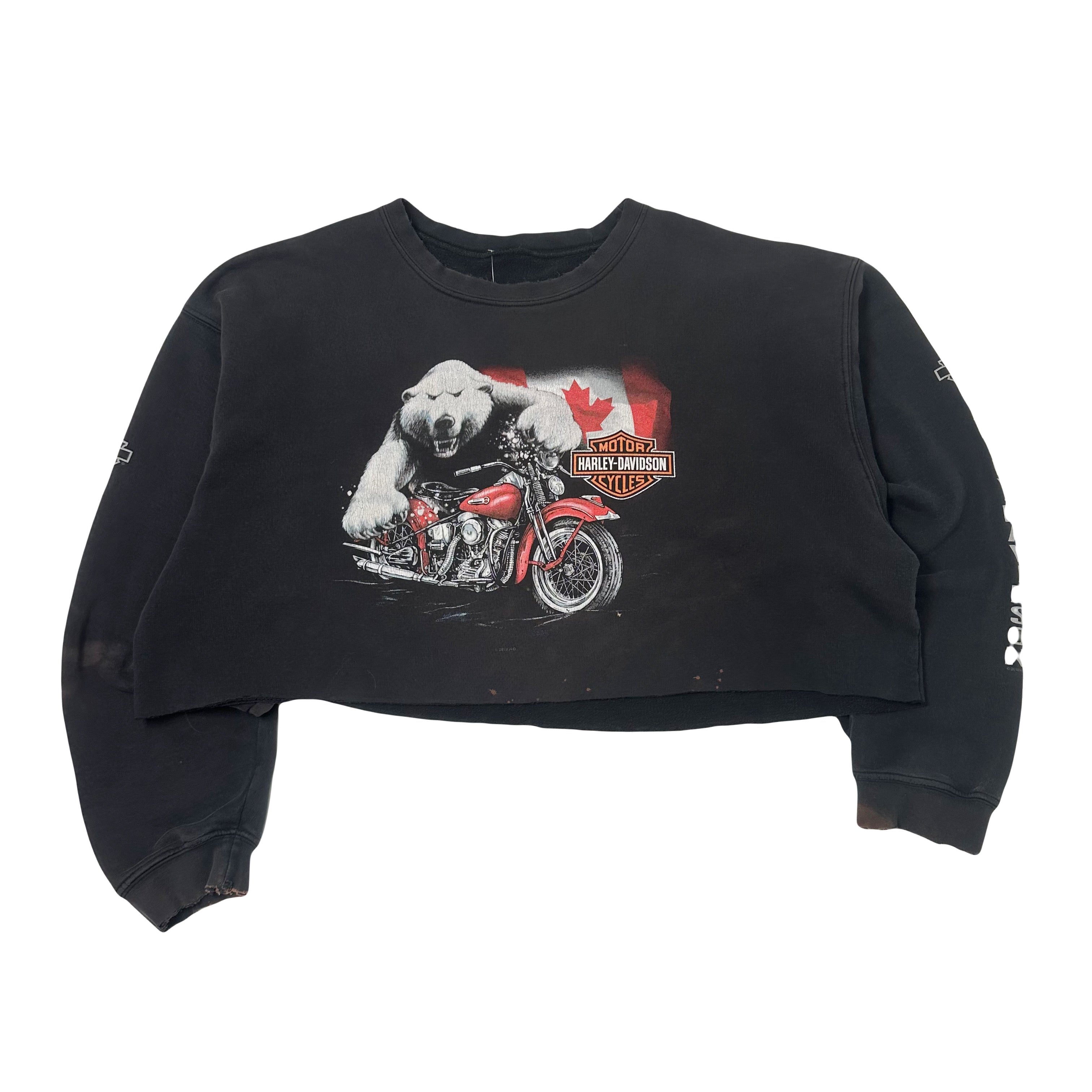 Harley Davidson Polar Bear Ontario Canada Cropped Crewneck XL