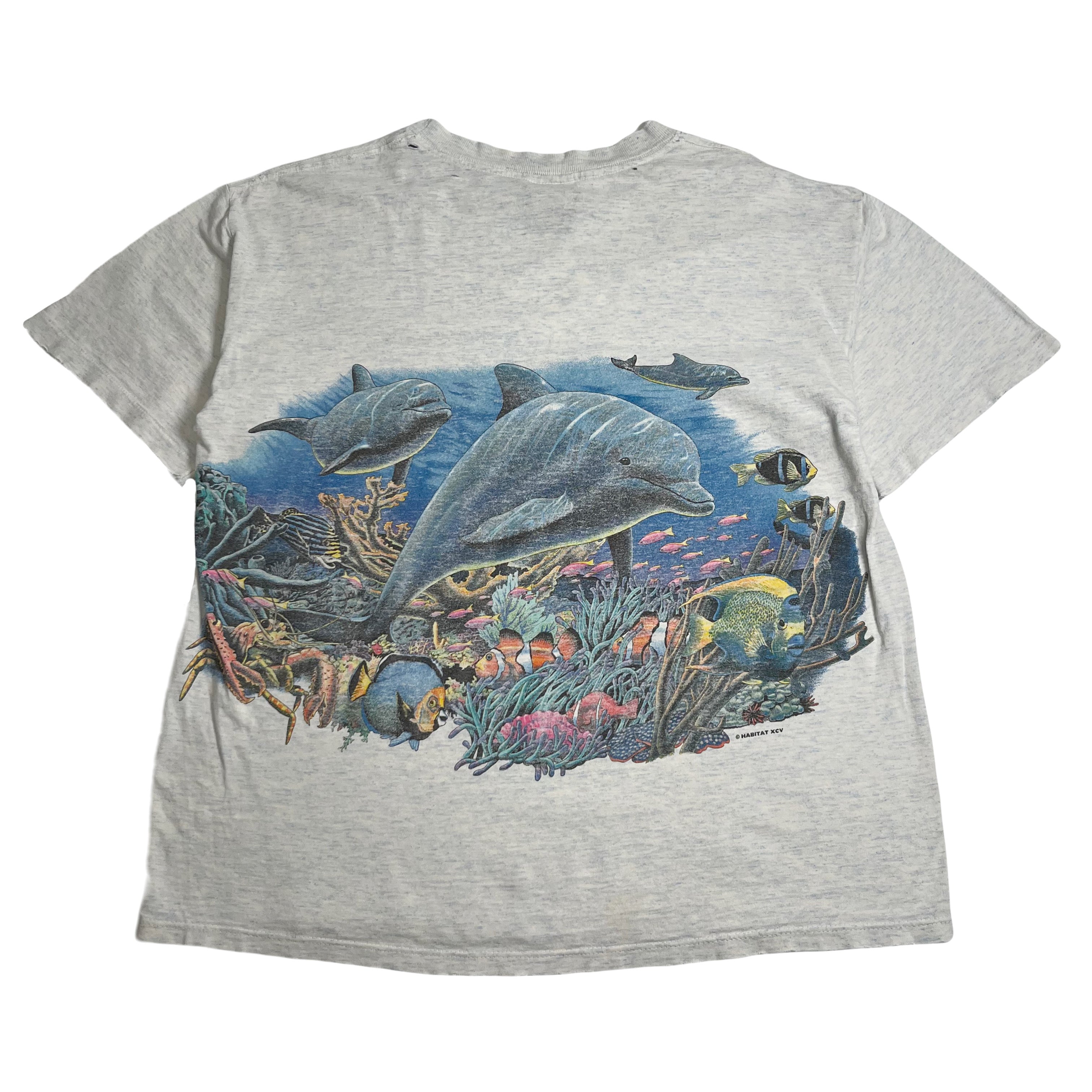 Vintage Baltimore Aquarium Dolphin Wrap Around Tee L
