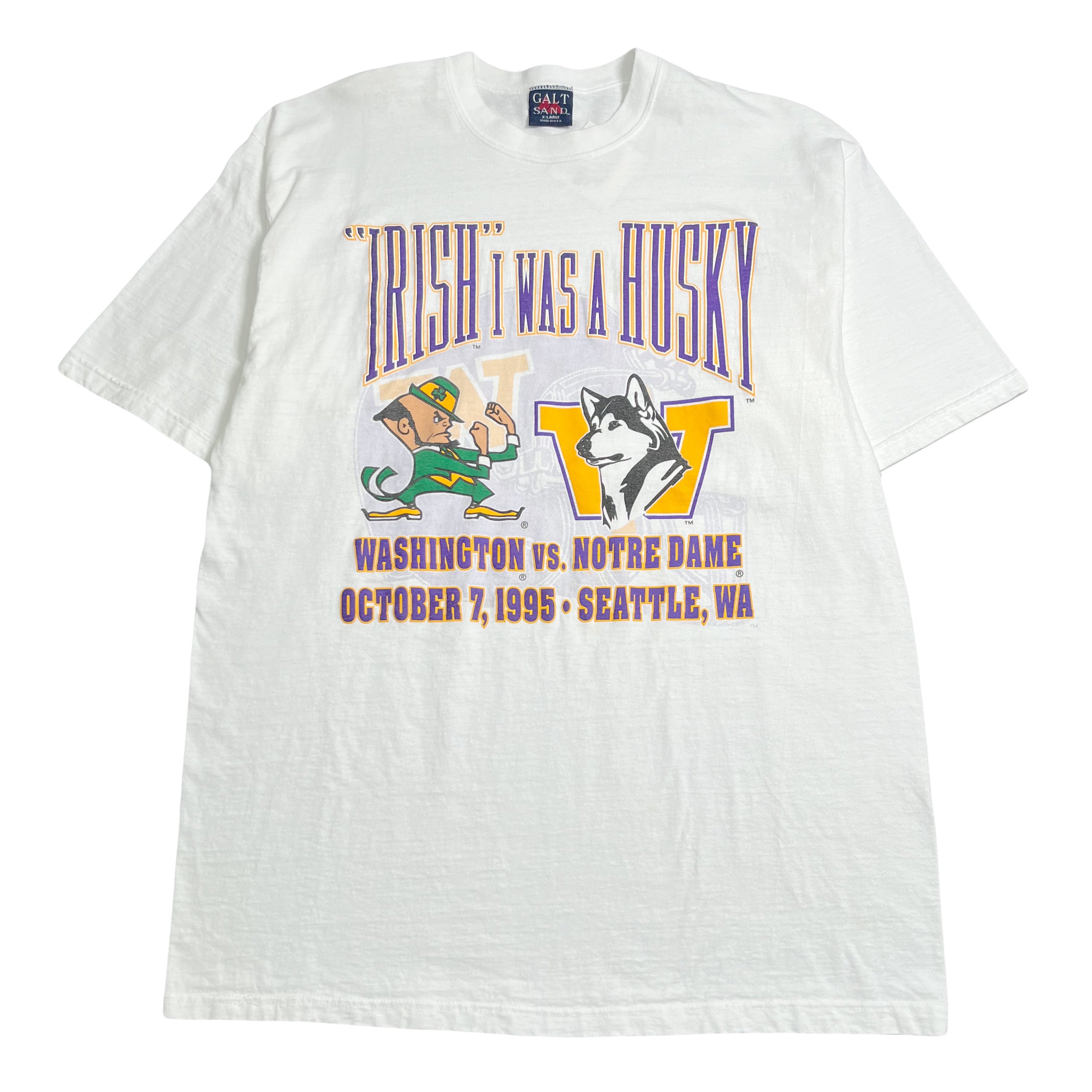 1995 Irish I Was A Husky Notre Dame vs. Washington Huskies Tee XL