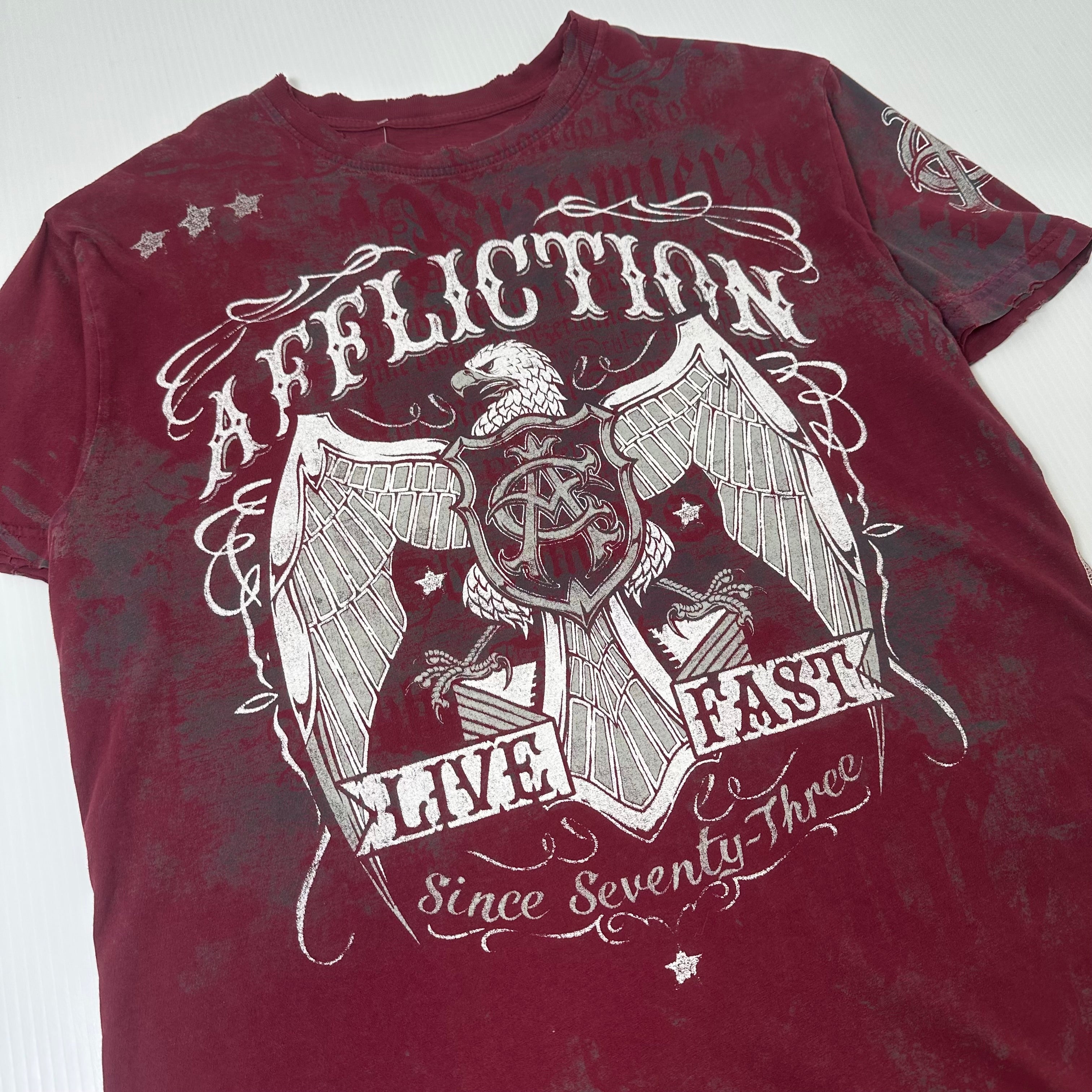 Y2K Affliction Live Fast Eagle Graphic Tee L