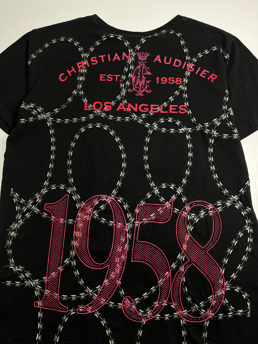 Y2K Christian Audigier 1958 AOP Tee L