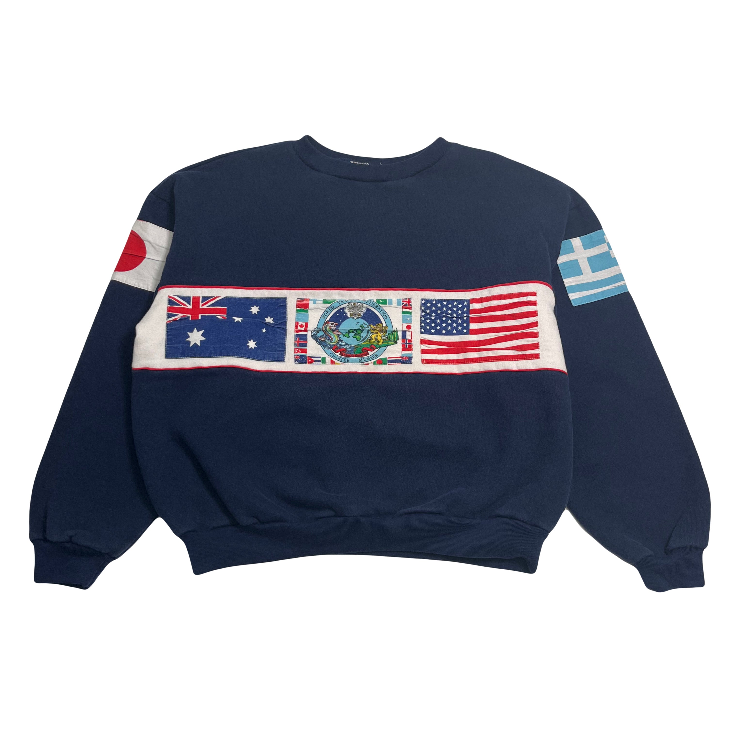Vintage World Travel Federation Flags Crewneck XL