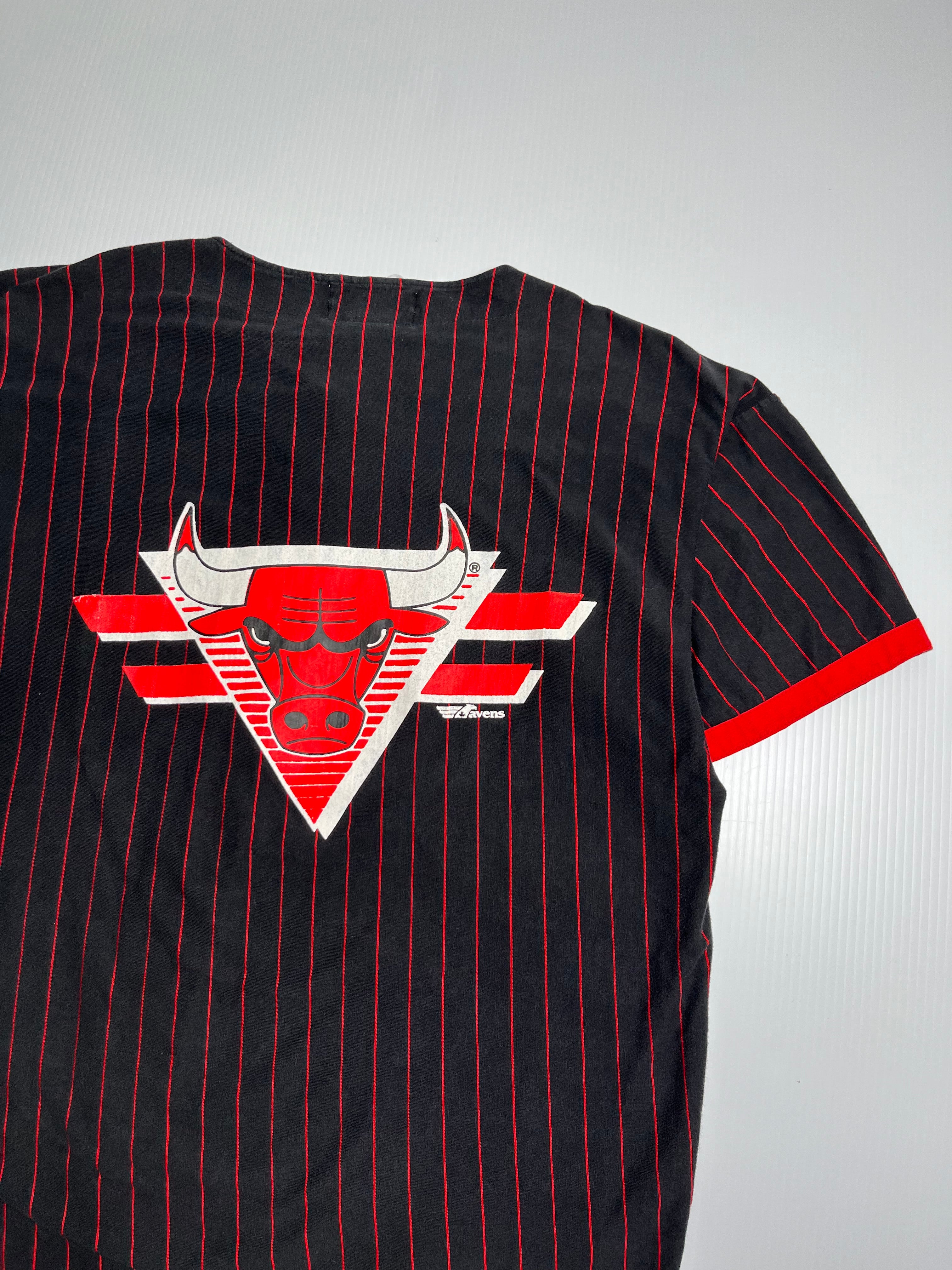 90s Chicago Bulls Ravens Pinstripe Baseball Jersey M
