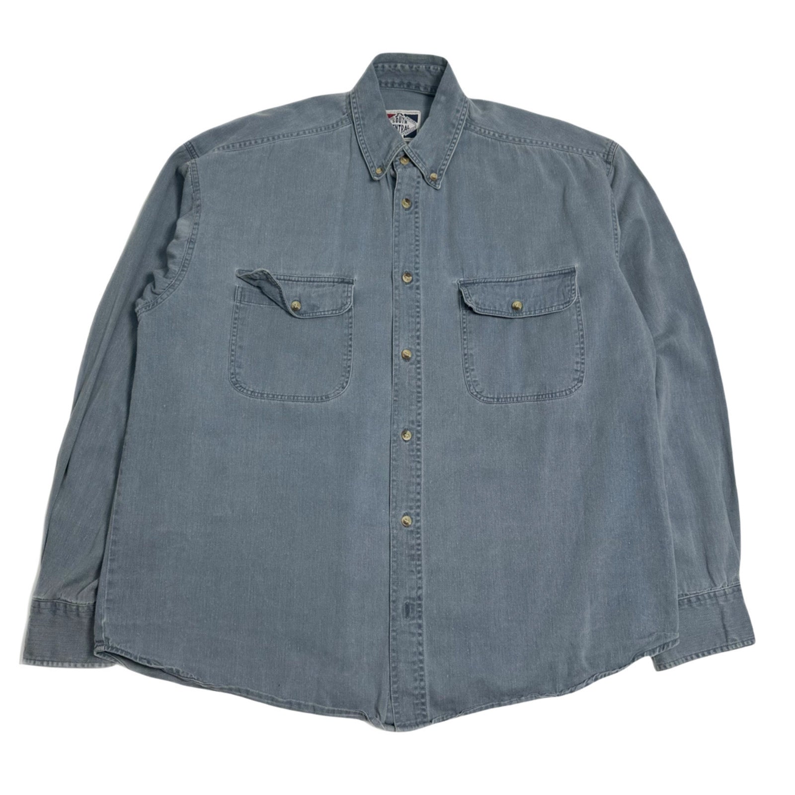 South Central Faded Denim Button-Up Shirt L