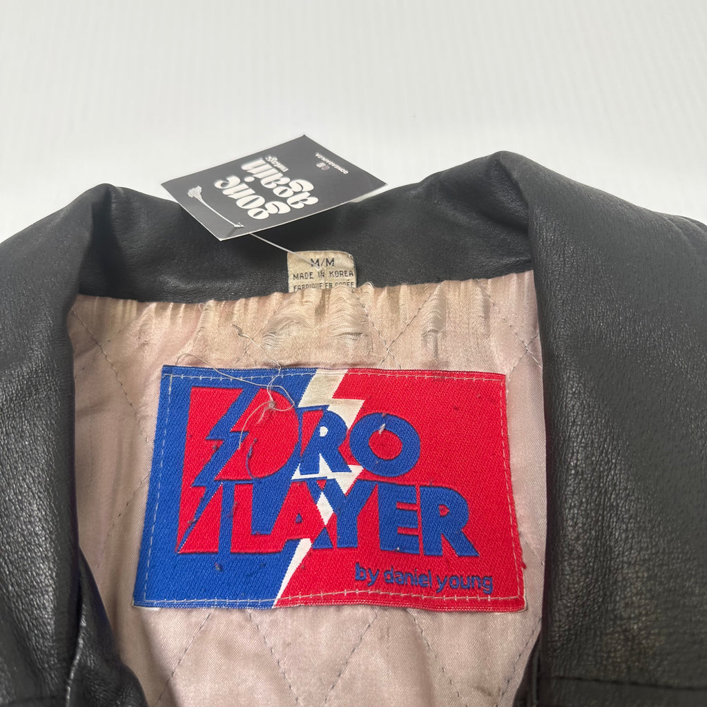 Vintage Pro Player Oakland Raiders Leather Moto NFL Jacket M