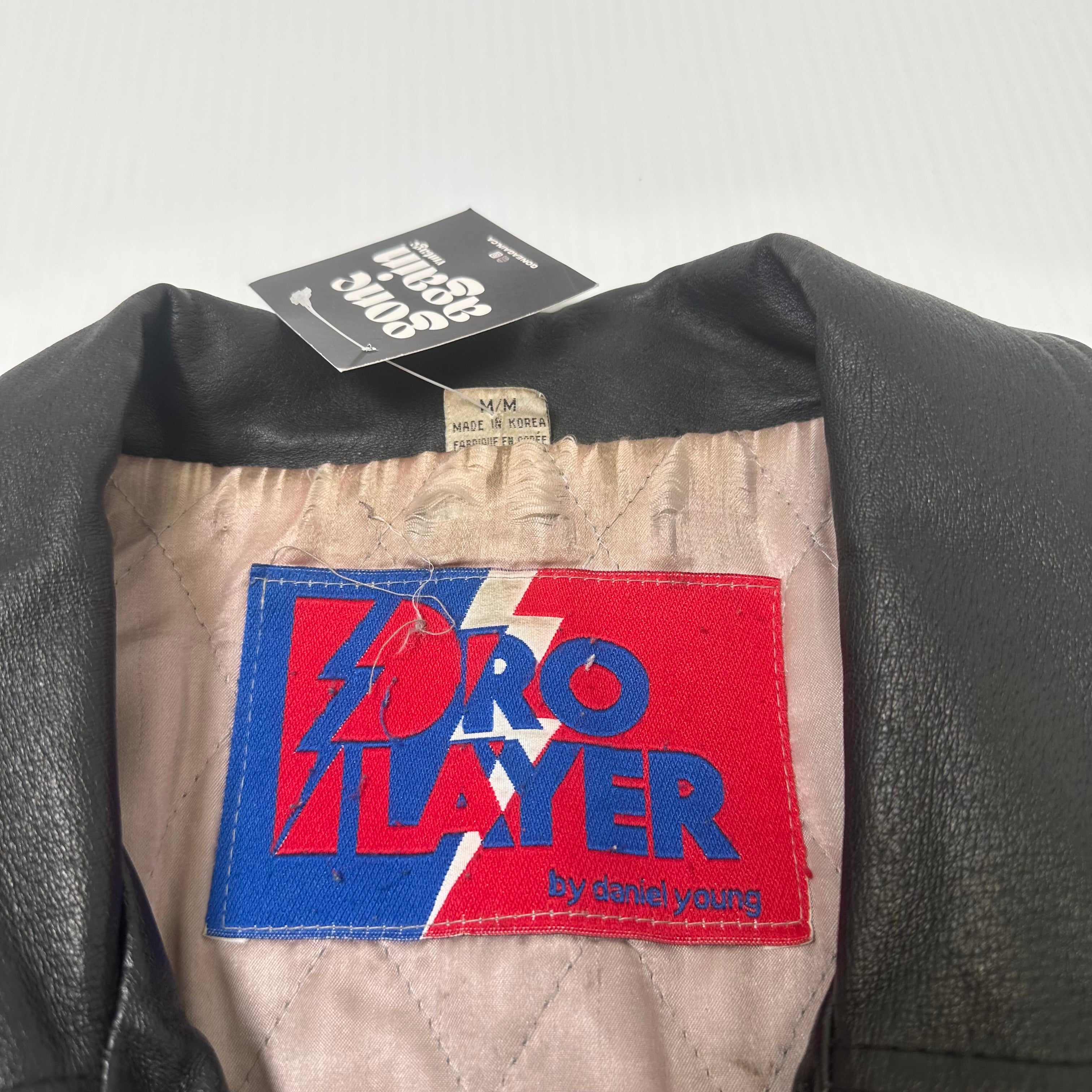 Vintage Pro Player Oakland Raiders Leather Moto NFL Jacket M