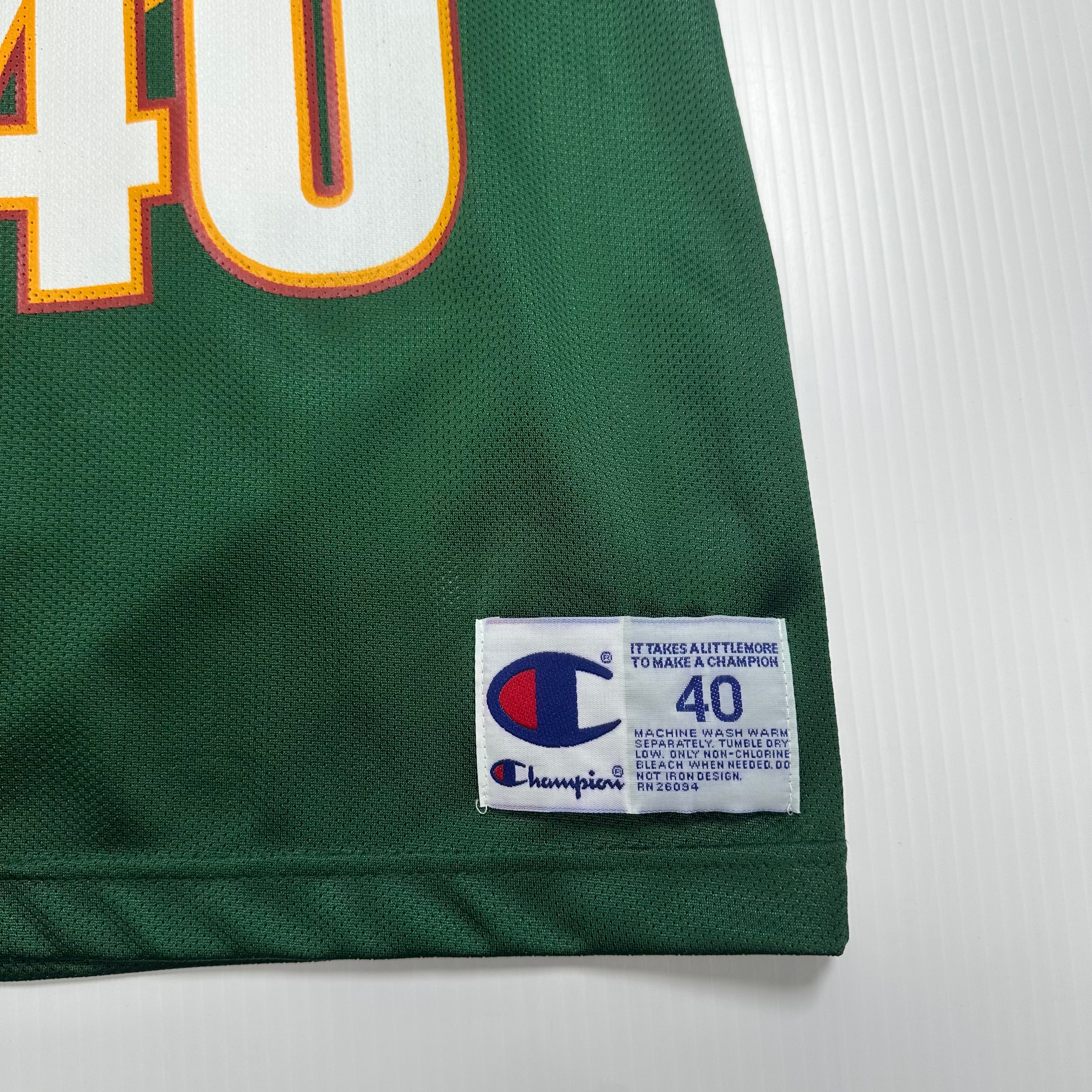 90s Champion Seattle Sonics Shawn Kemp #40 Jersey L