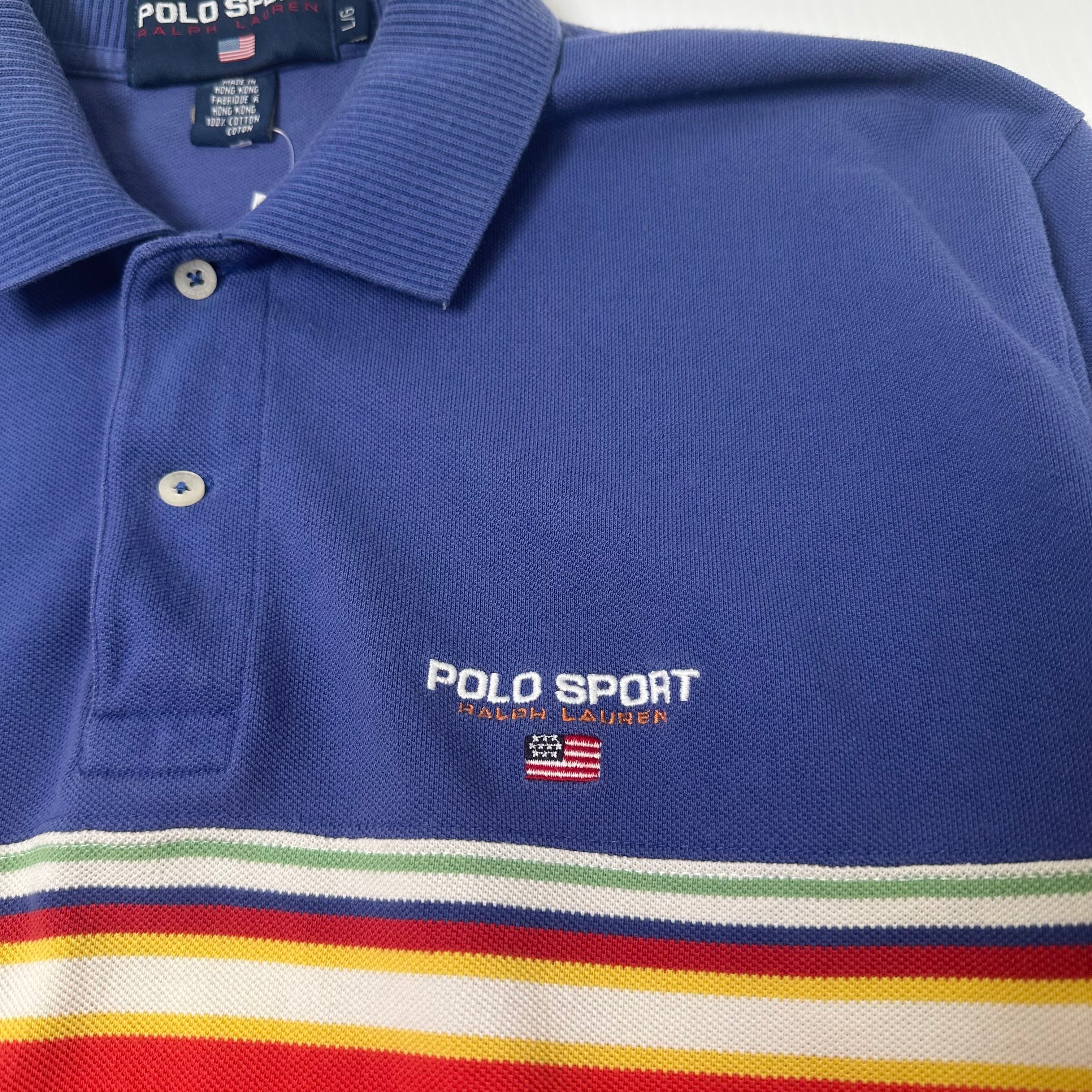 Vintage Polo Sport Striped Short Sleeve Shirt L