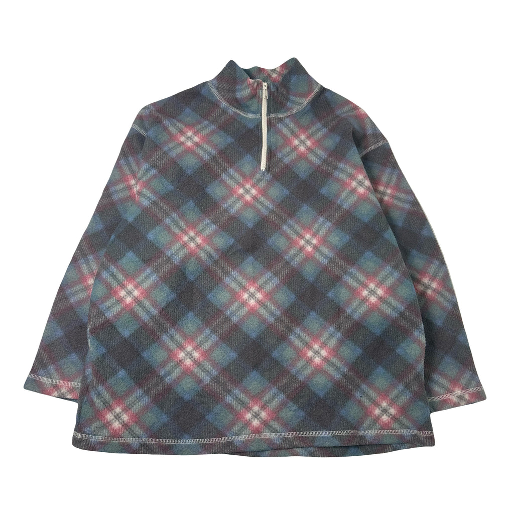 Vintage Just Jess Plaid 1/4 Zip Fleece L