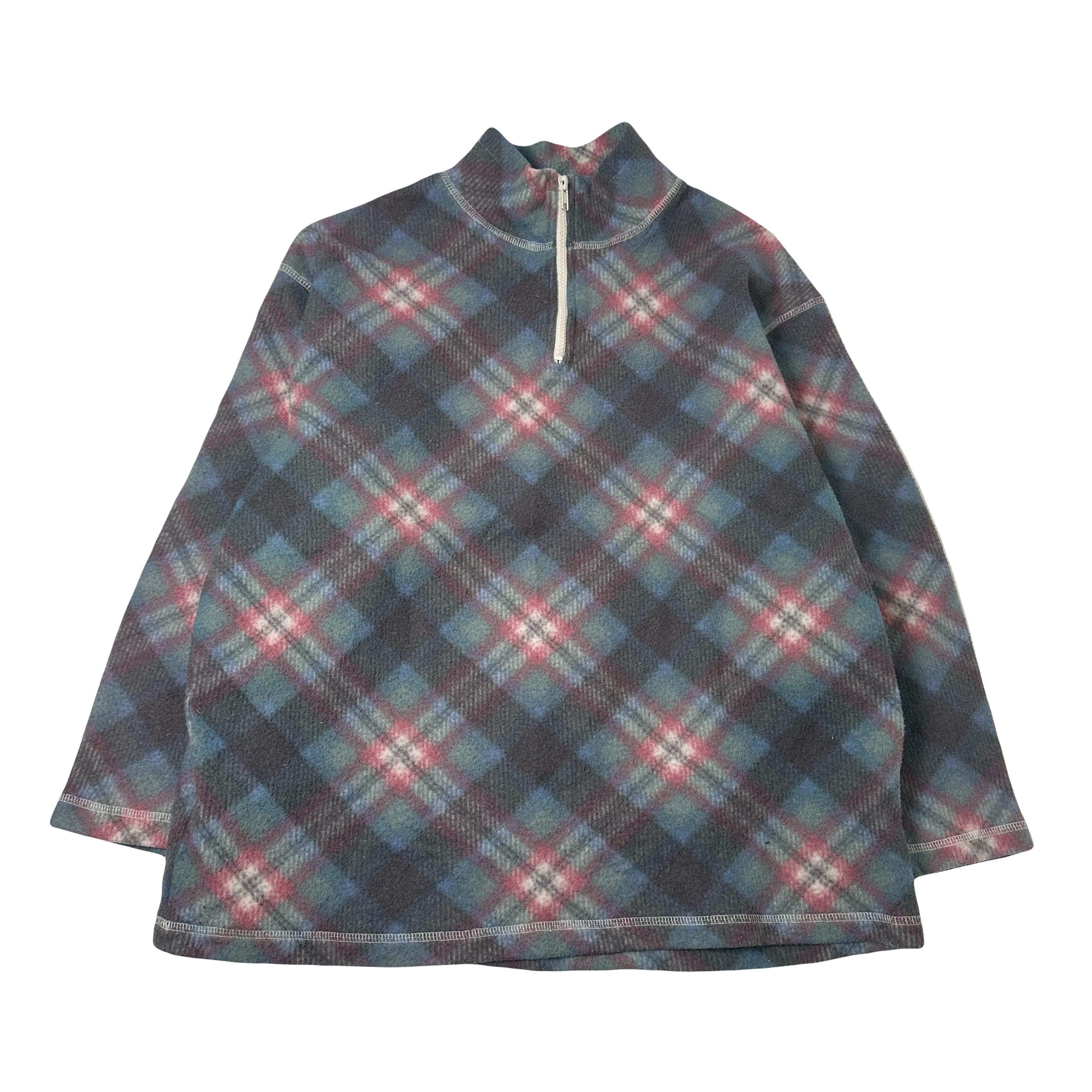 Vintage Just Jess Plaid 1/4 Zip Fleece L