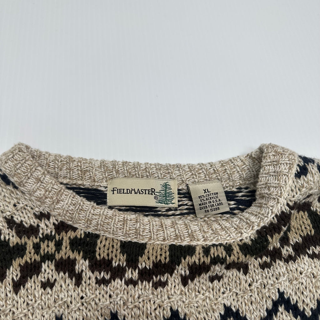 Vintage Fieldmaster Patterned Knit Sweater XL