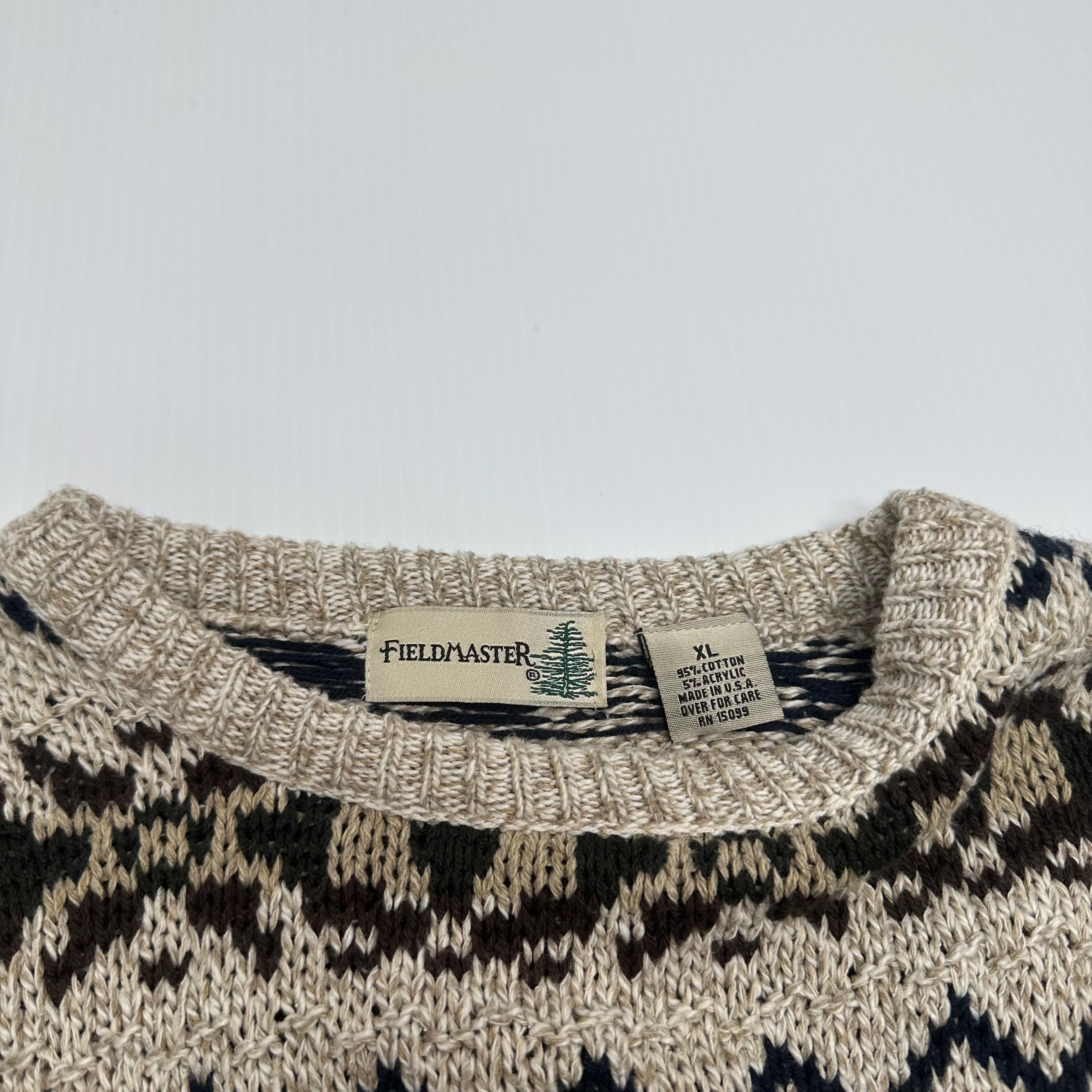 Vintage Fieldmaster Patterned Knit Sweater XL