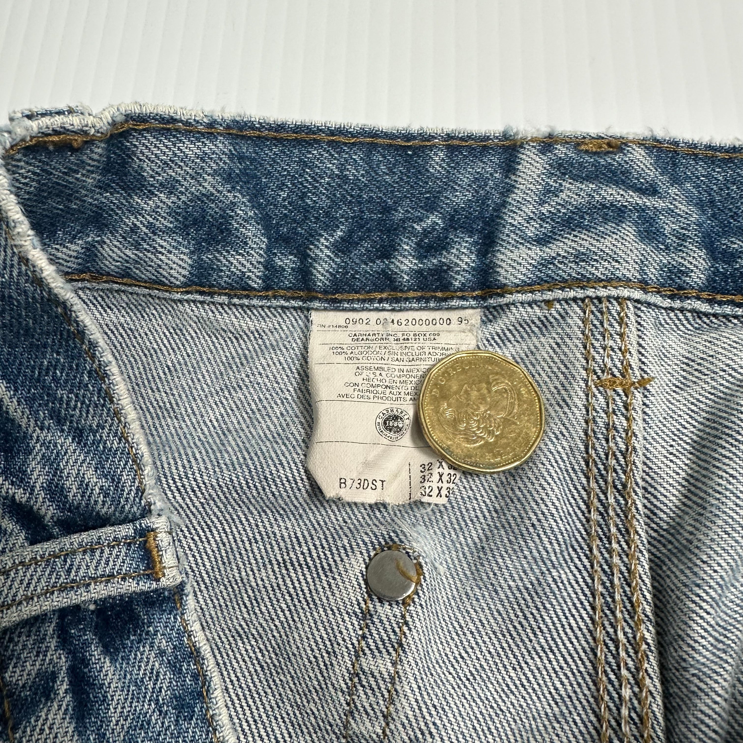 Vintage Carhartt Faded Light Wash Denim Double Knee 30x31.5