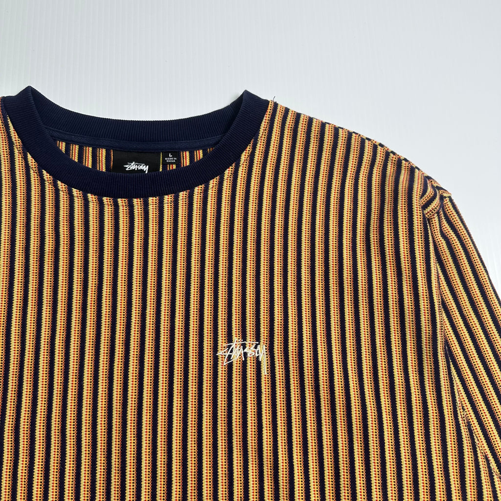 Stüssy Heavyweight Striped Crewneck L