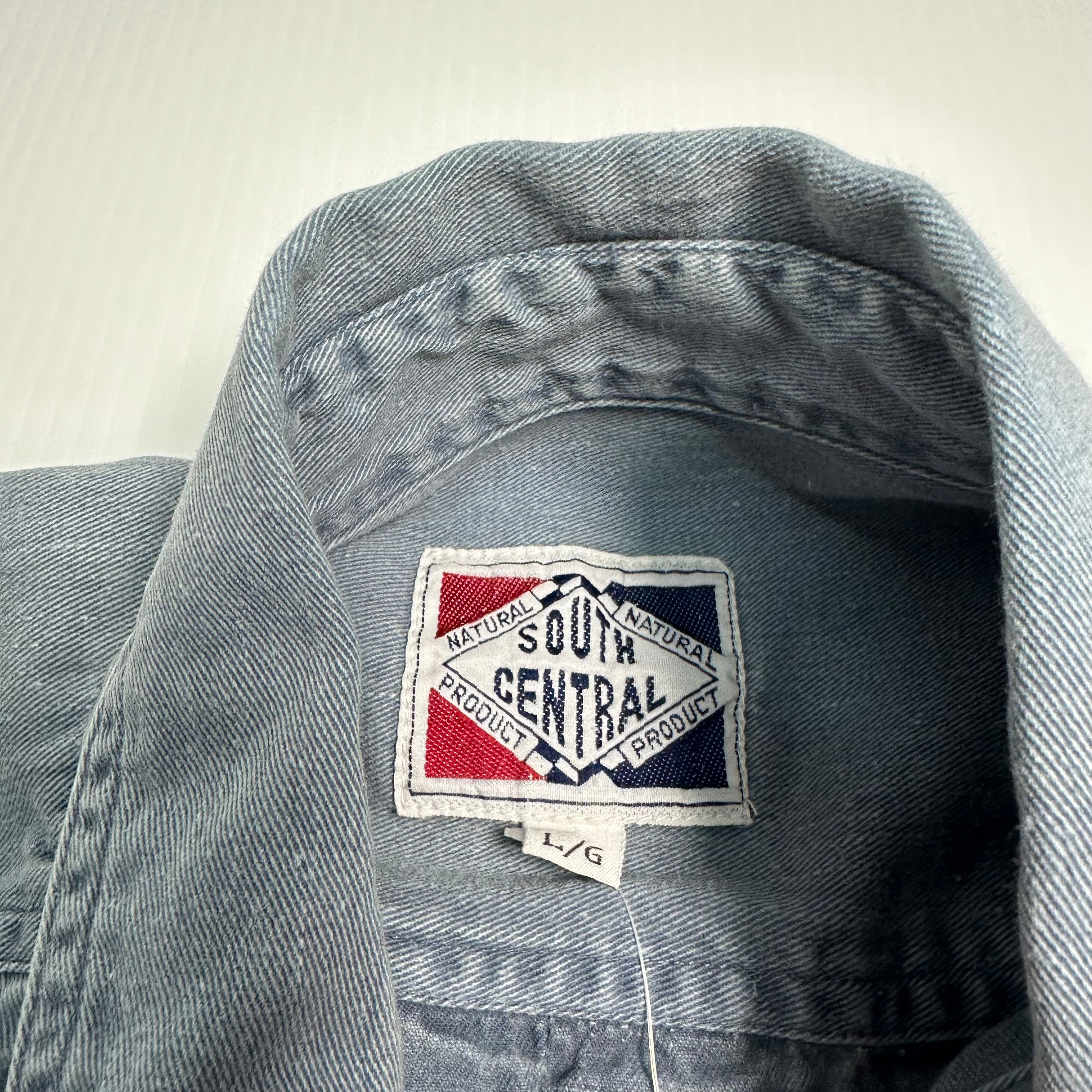 South Central Faded Denim Button-Up Shirt L