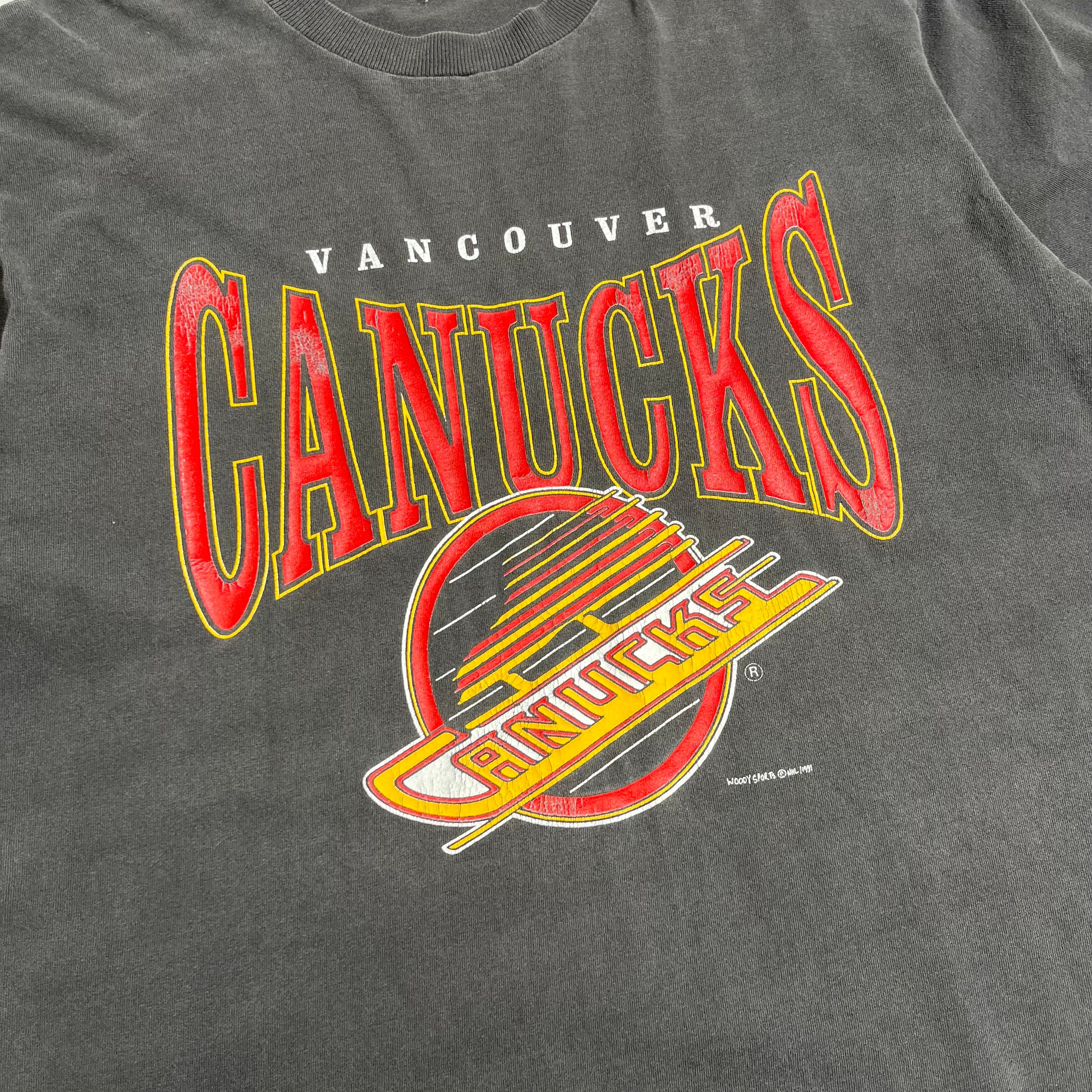 1991 Woody Sports Vancouver Canucks NHL Graphic Tee L