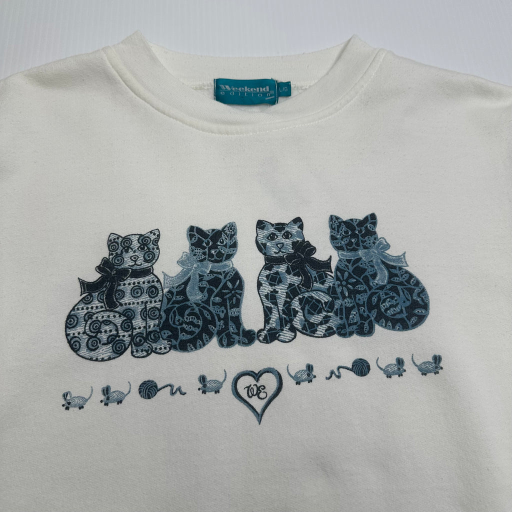 Vintage Weekend Edition Cats Crewneck L