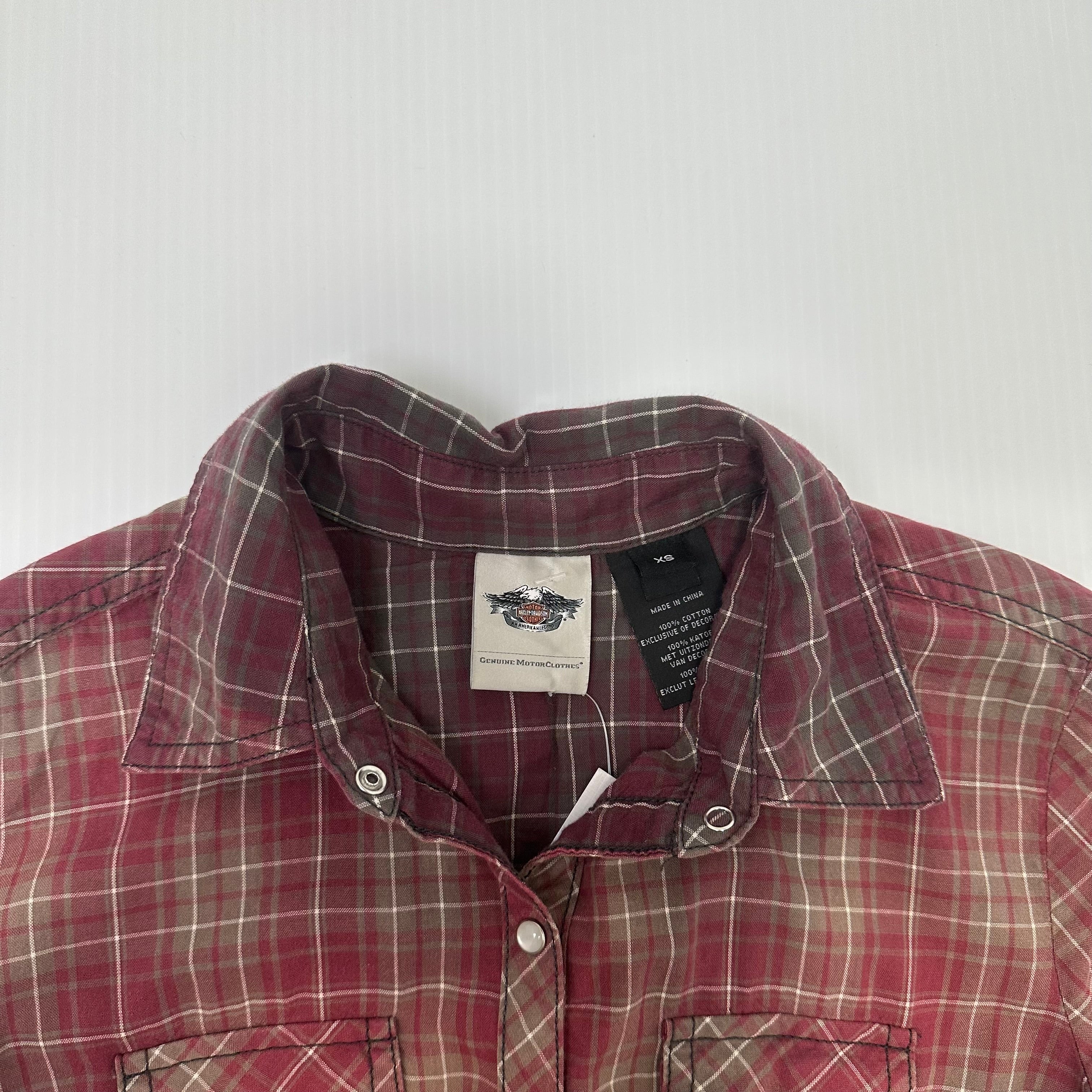 Harley Davidson Plaid Button Up Shirt Women's XS