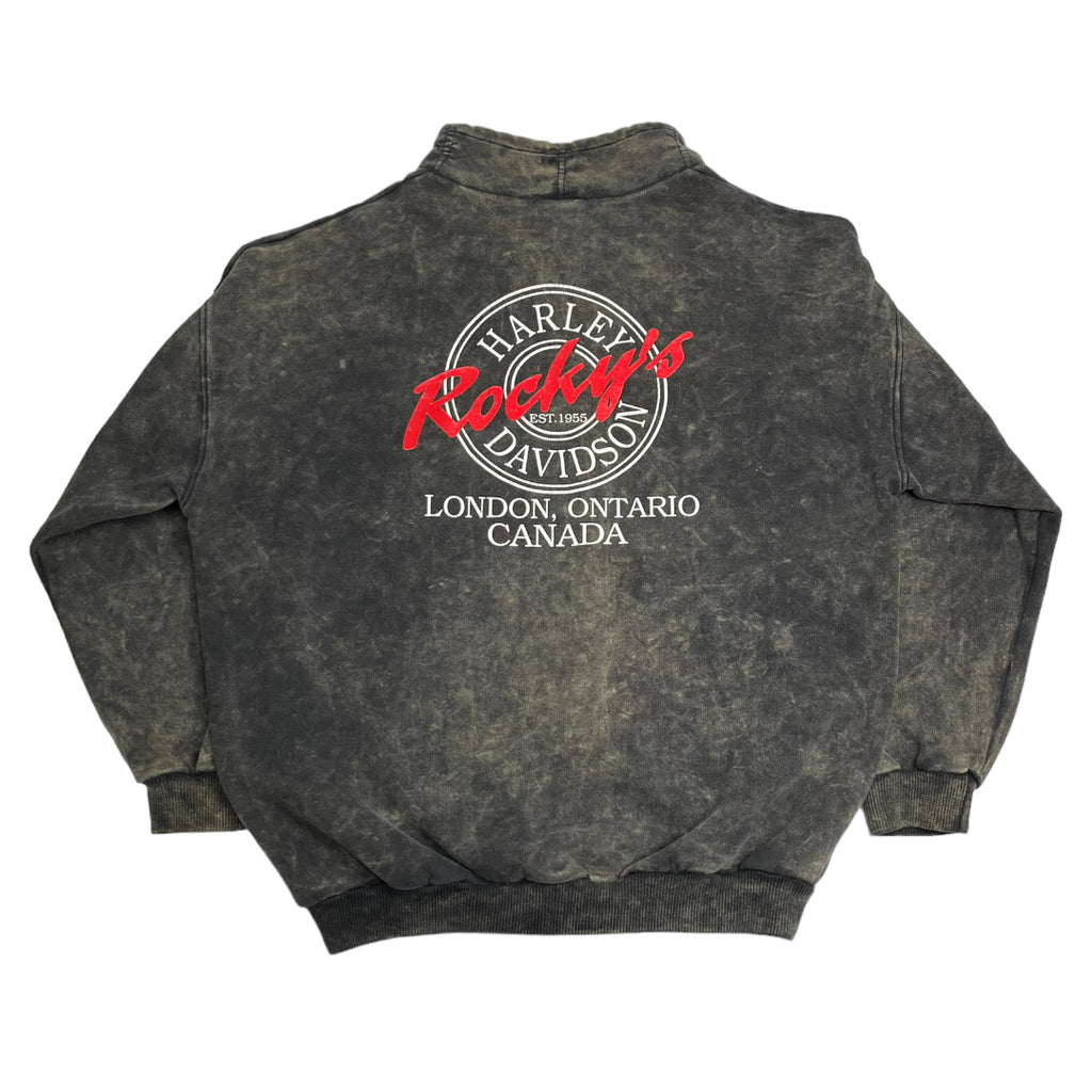 Vintage Harley Davidson Rocky's Ontario 1/4 Zip Sweatshirt L