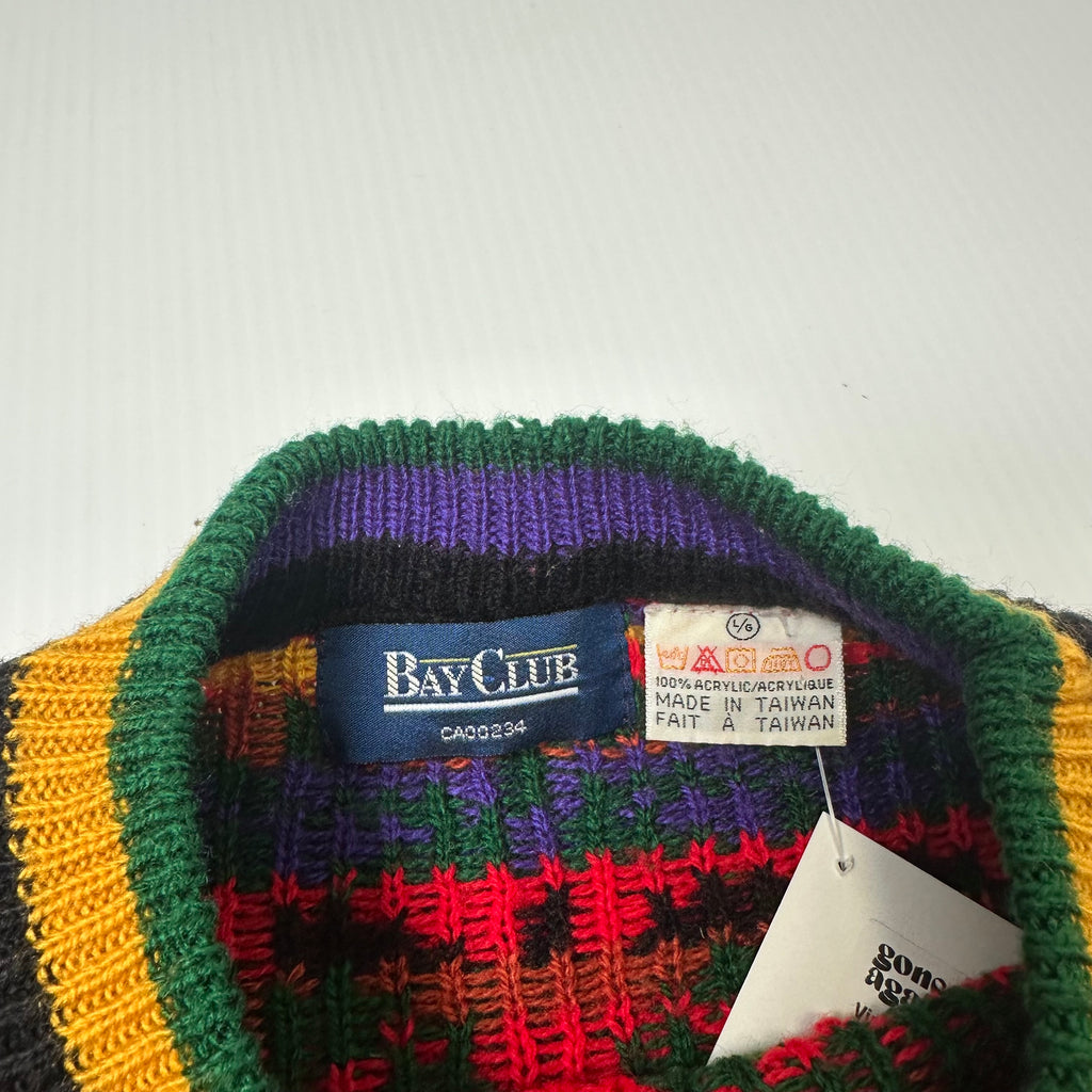 Vintage Bay Club Pattern Knit Sweater L