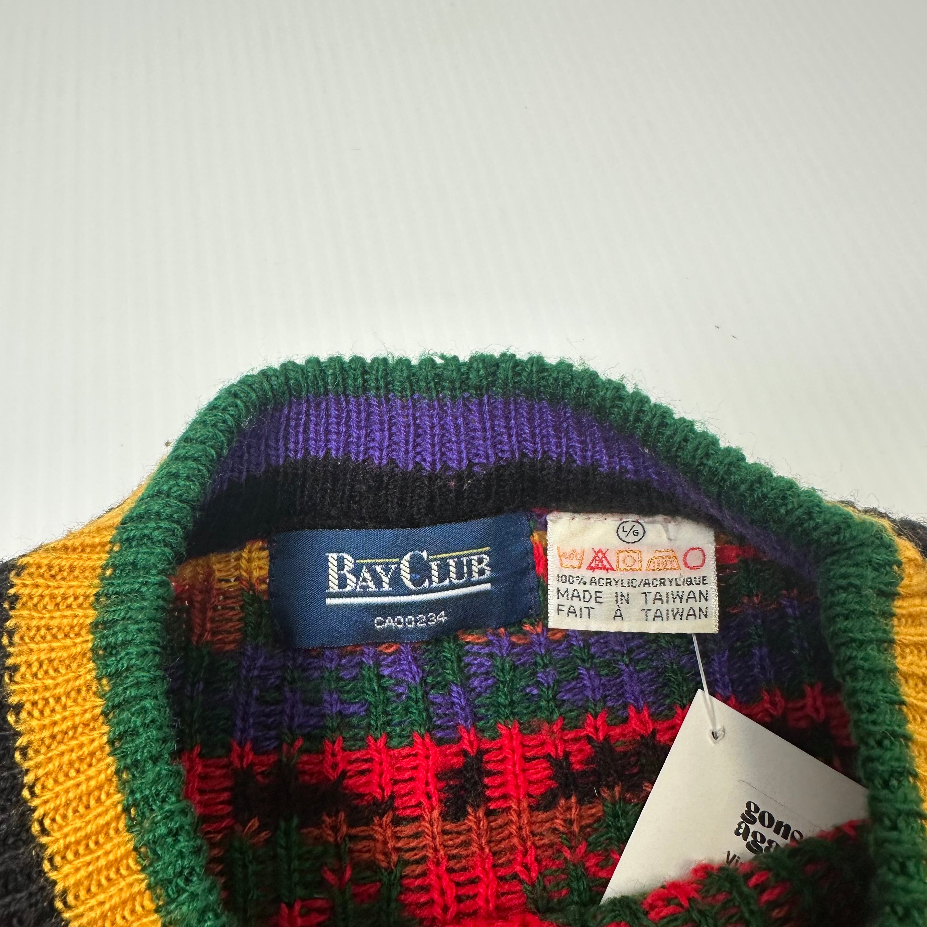 Vintage Bay Club Pattern Knit Sweater L
