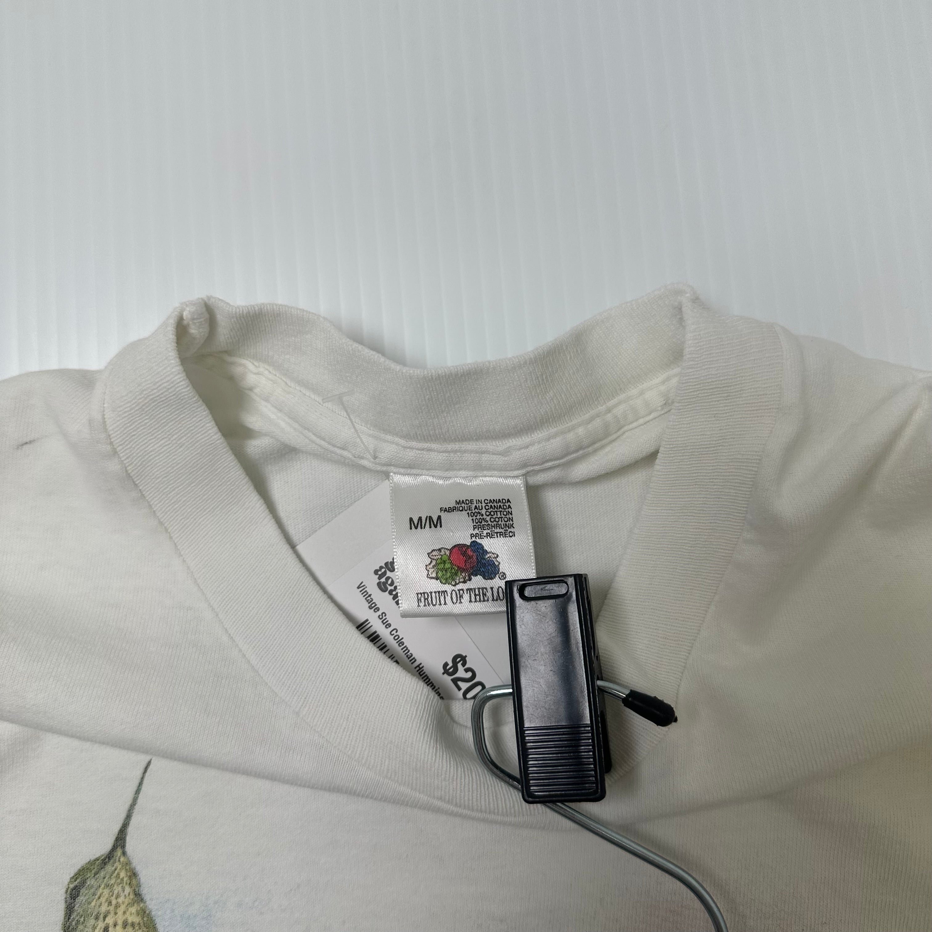 Vintage Sue Coleman Hummingbird Art Tee Cropped M