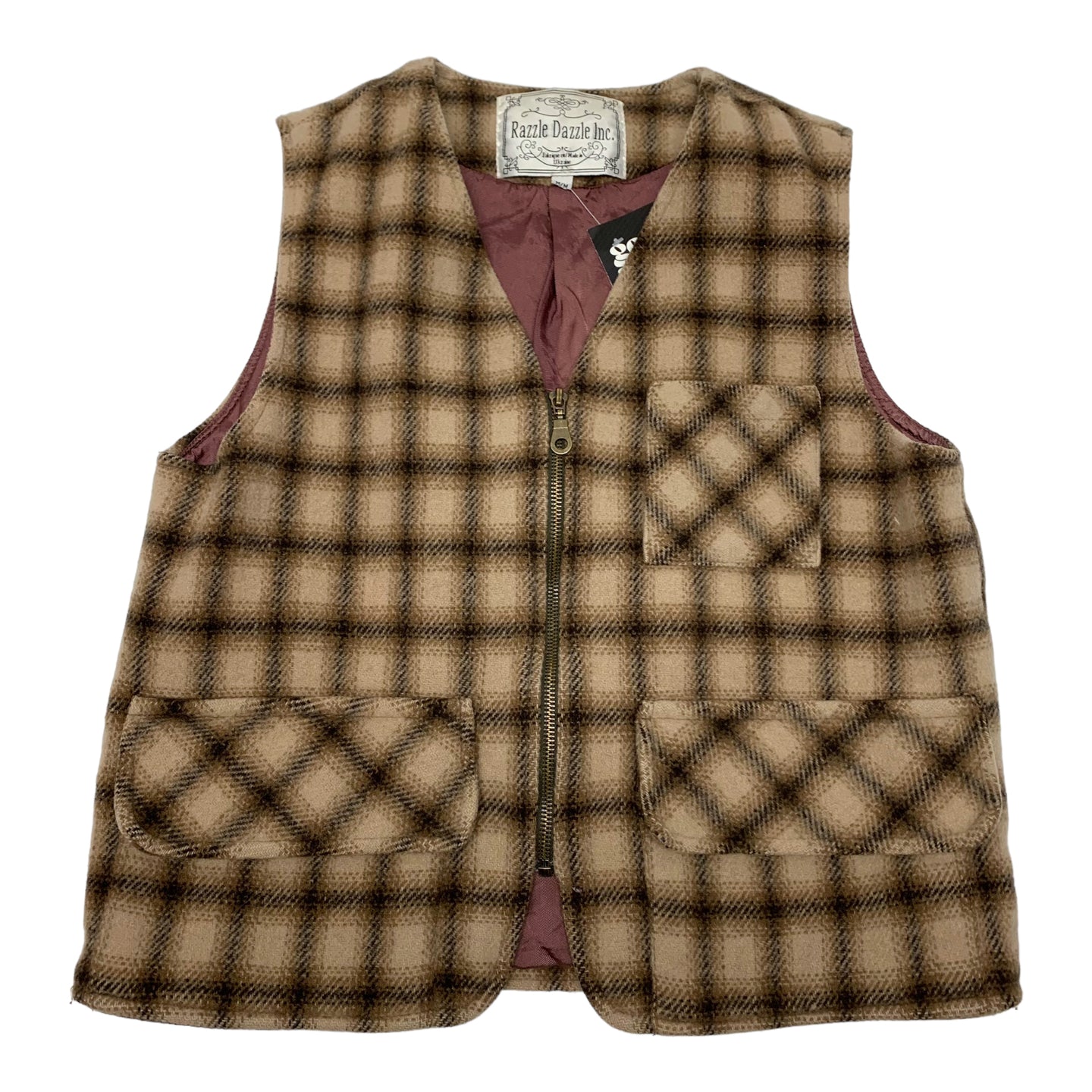 Vintage Plaid Wool Vest M