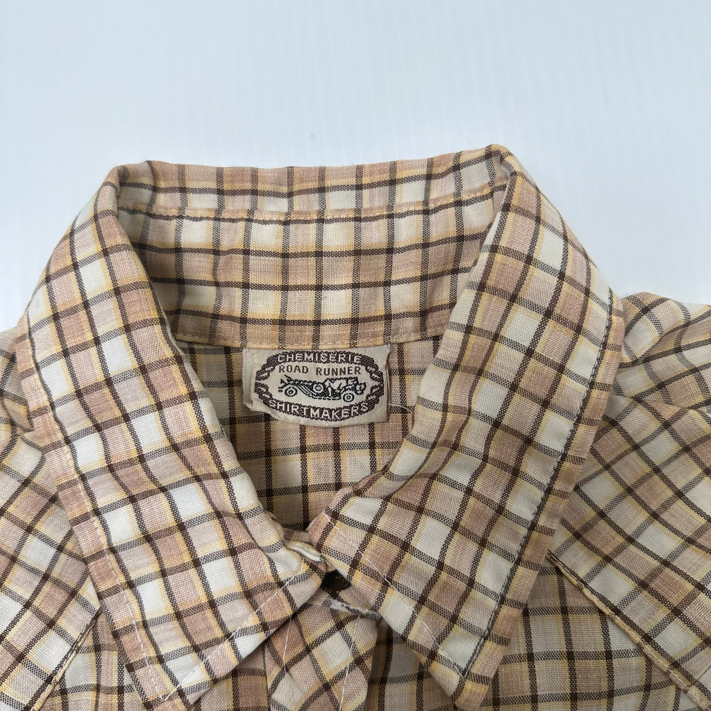 Vintage Road Runner Plaid Button Up Shirt M