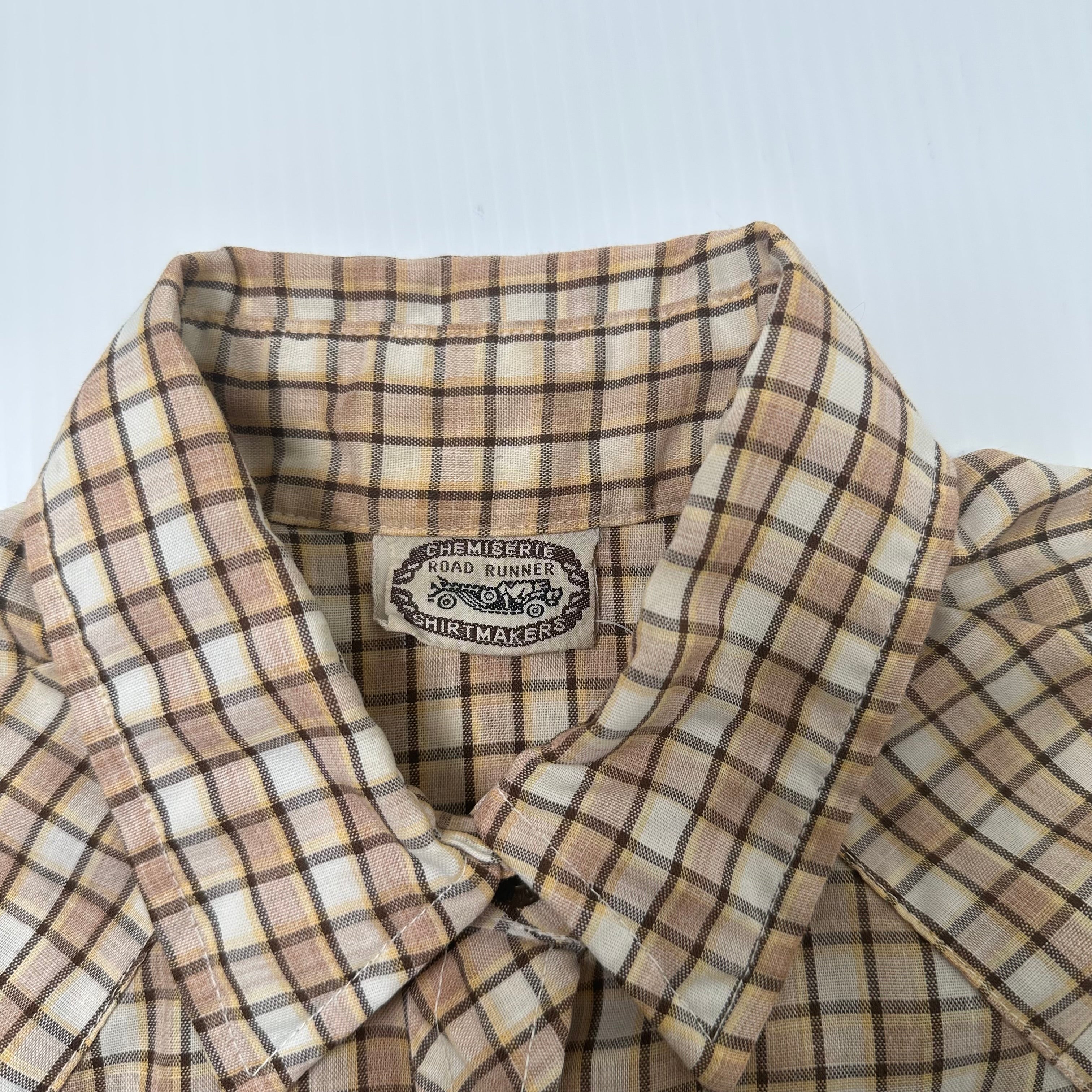 Vintage Road Runner Plaid Button Up Shirt M