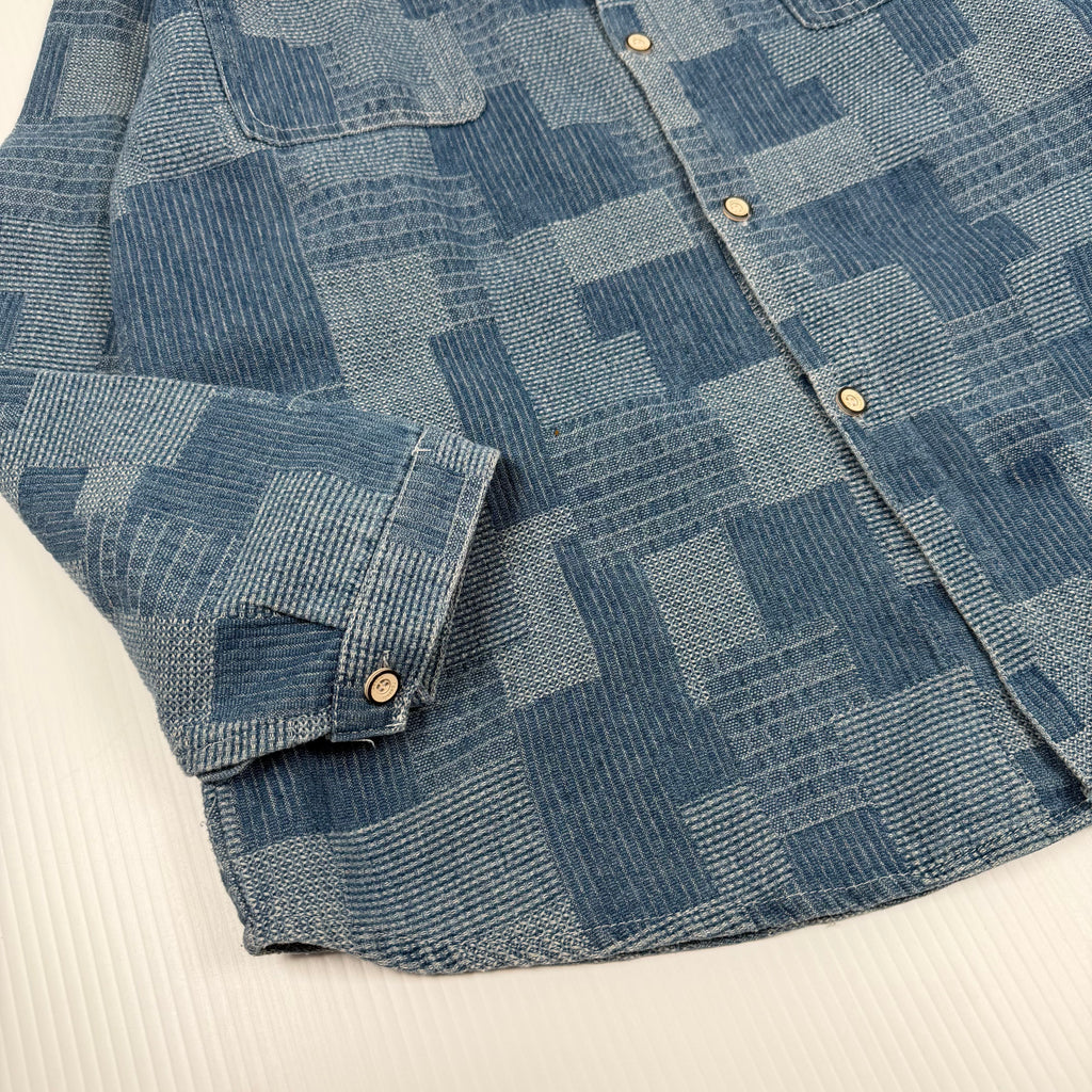 Vintage Patchwork Denim Button Up Shirt L