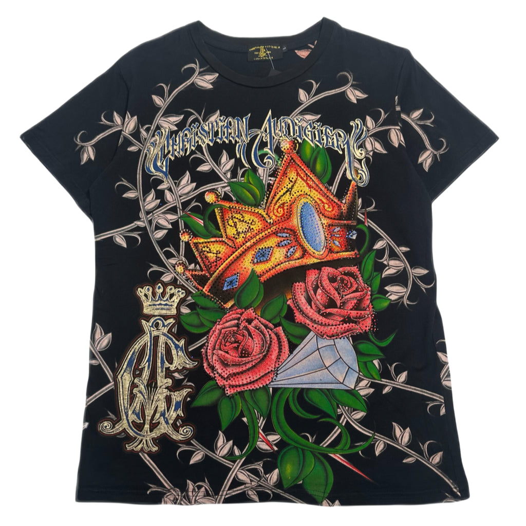 Y2K Christian Audigier 1958 AOP Tee L