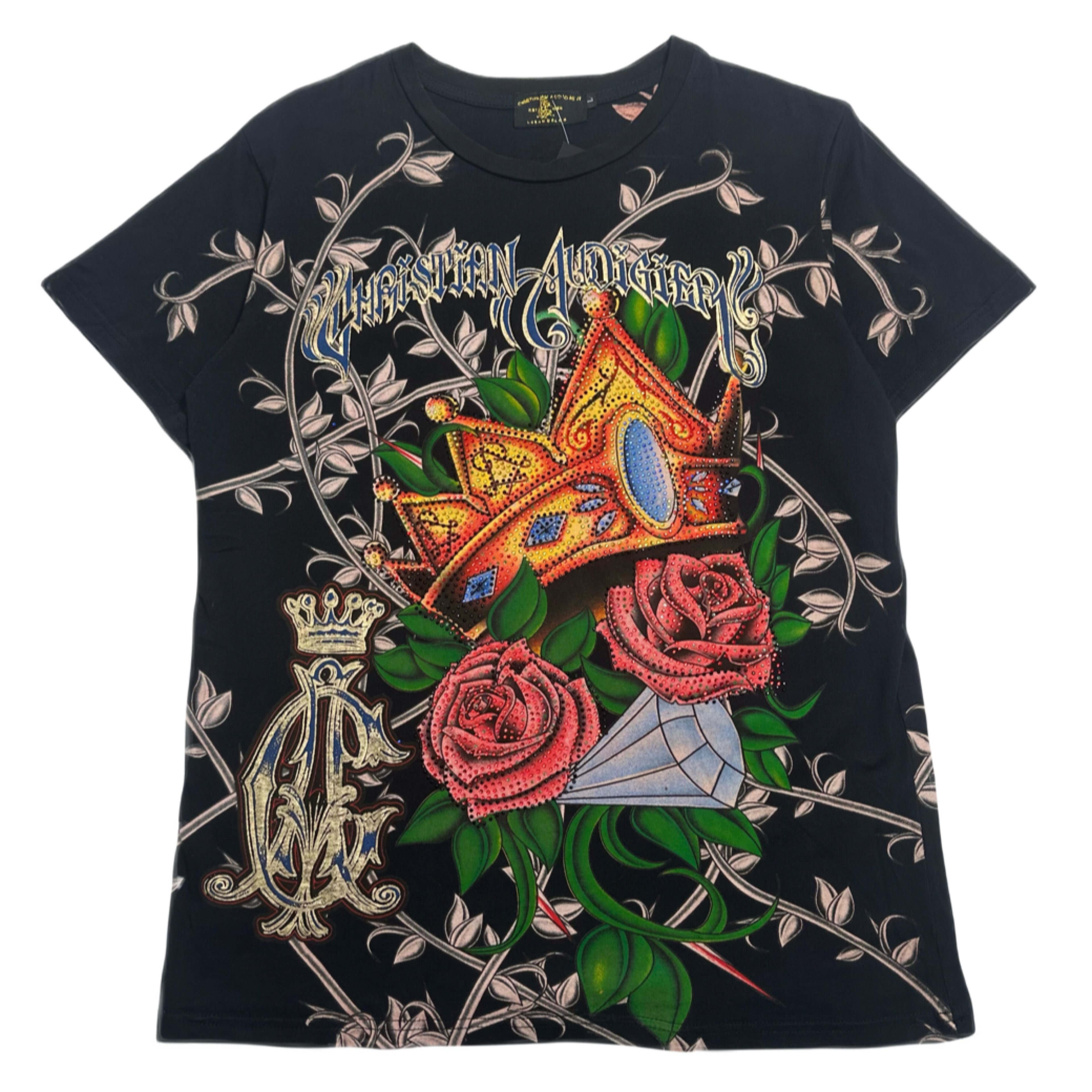 Y2K Christian Audigier 1958 AOP Tee L
